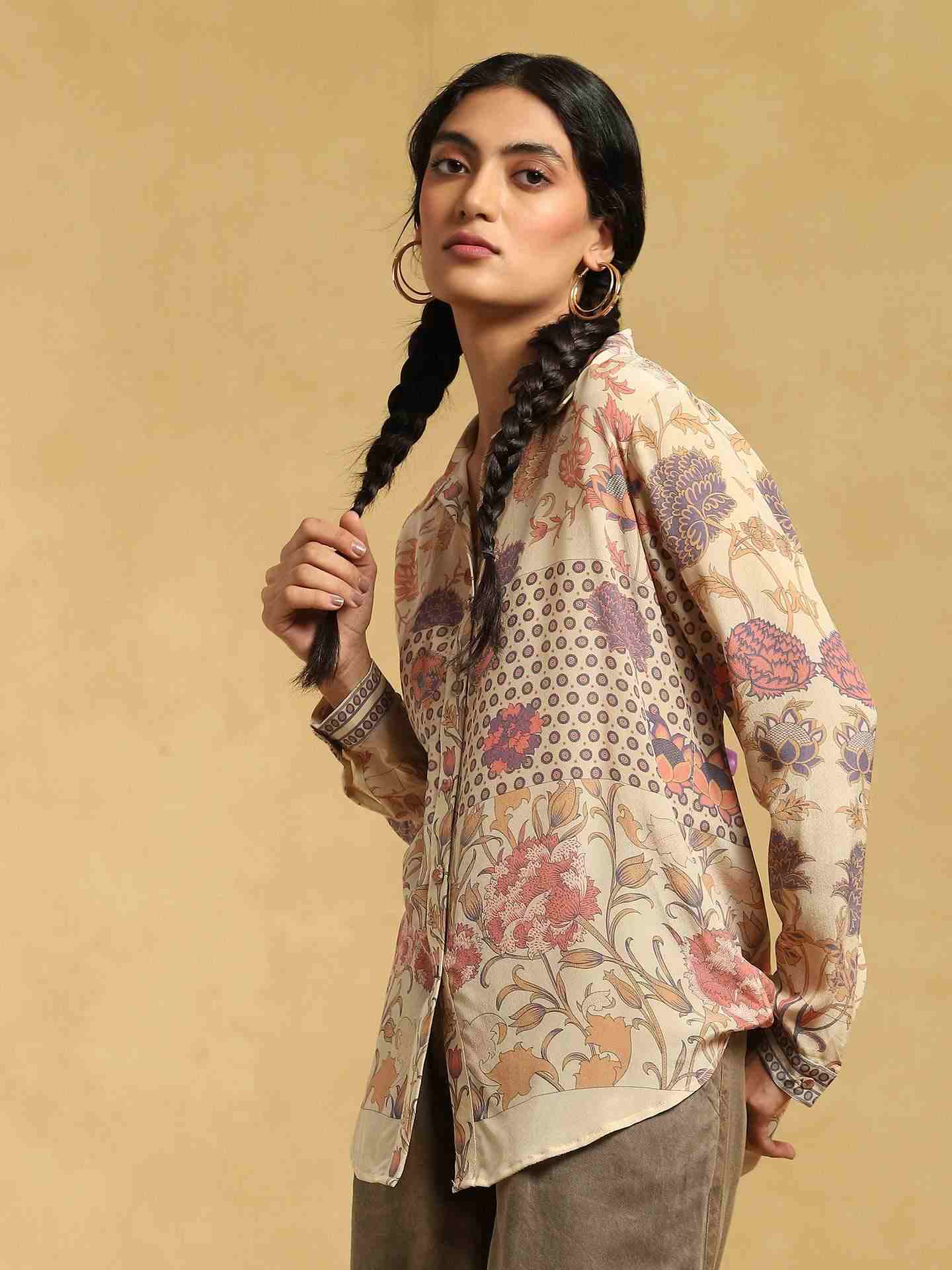 Ecru Calico Crepe Shirt