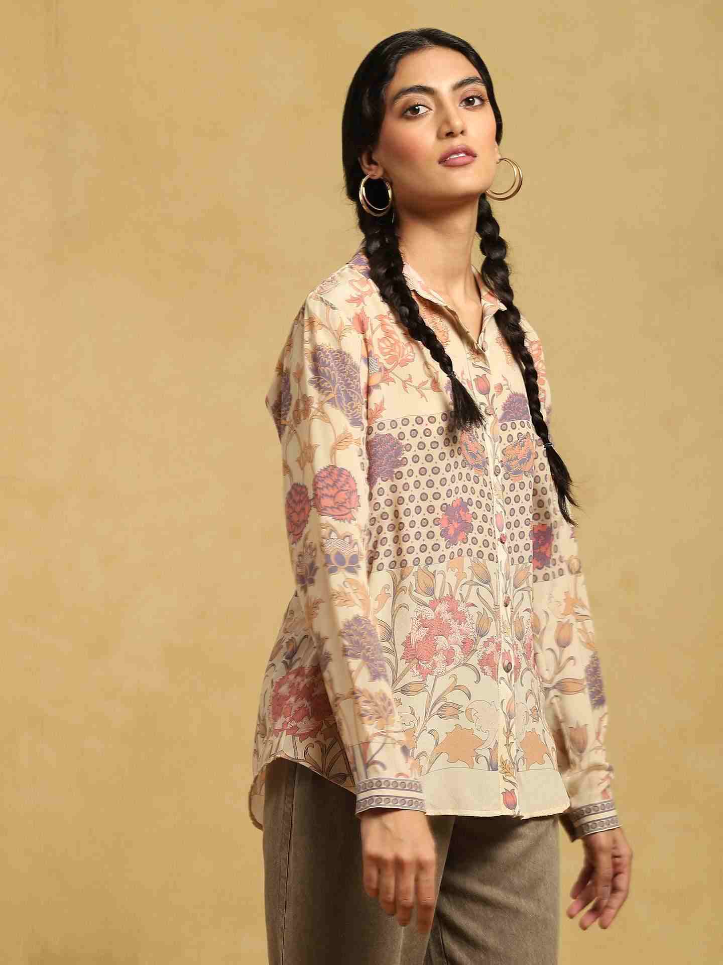 Ecru Calico Crepe Shirt