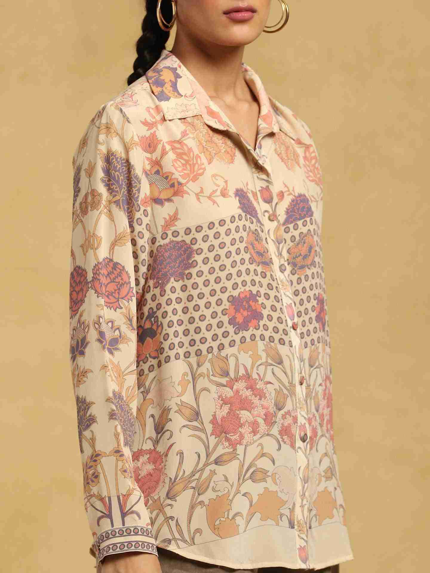 Ecru Calico Crepe Shirt