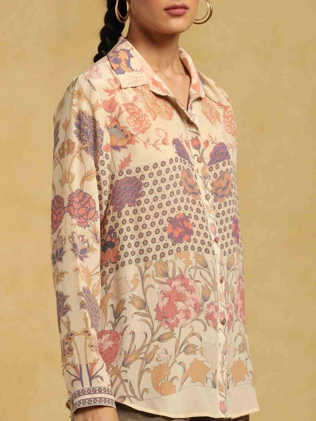 Ecru Calico Crepe Shirt