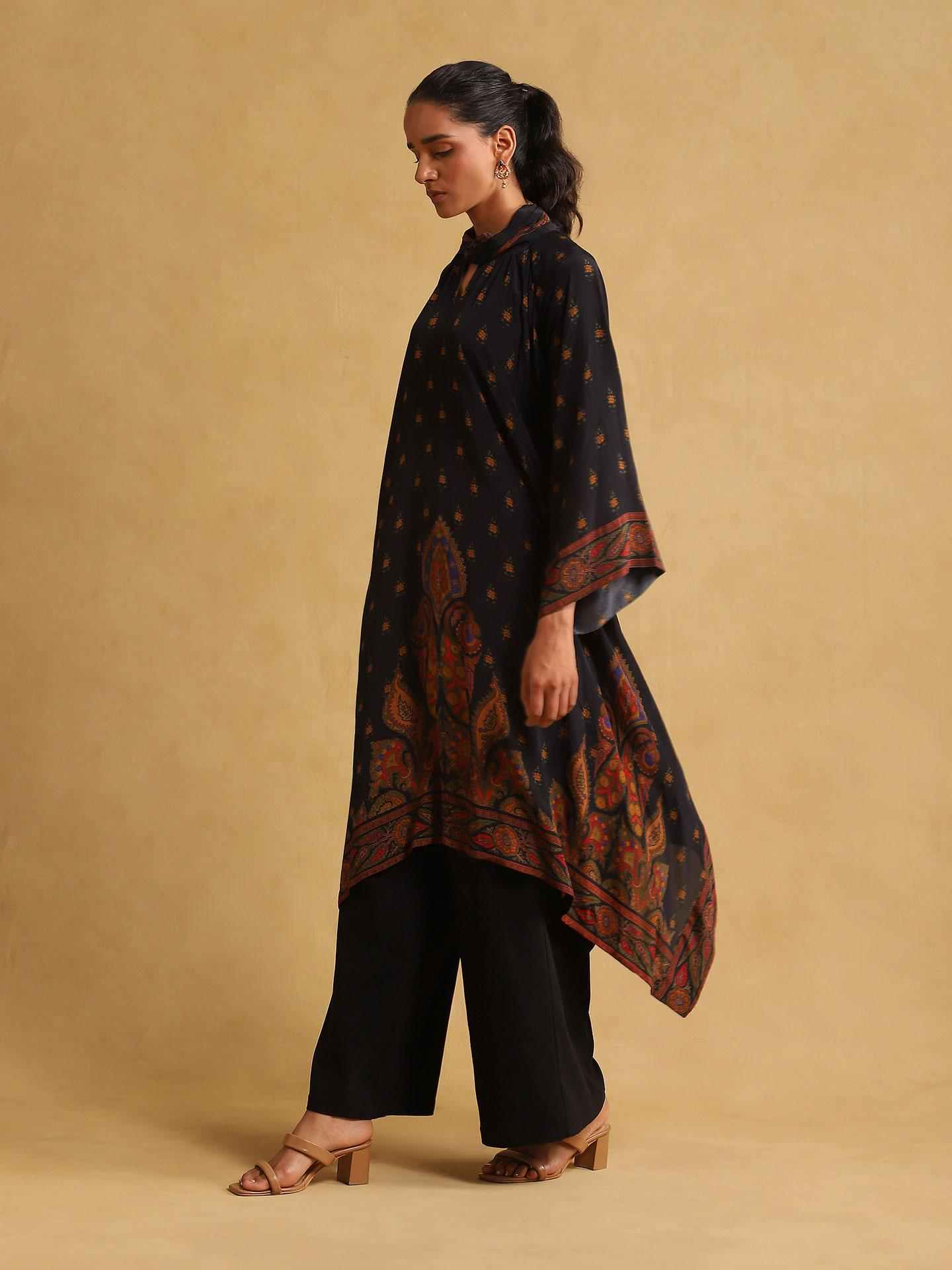 Black & Multi Farzana Kaftan