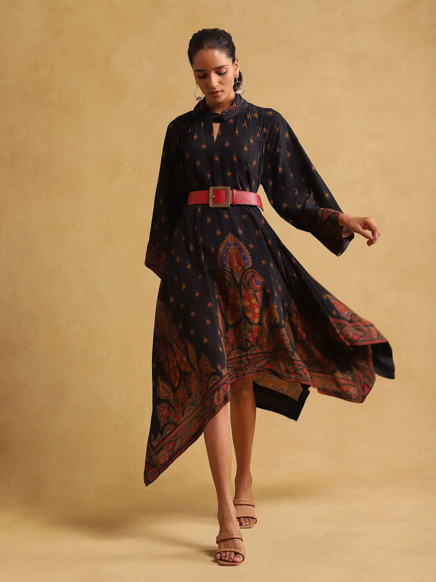 Black & Multi Farzana Kaftan