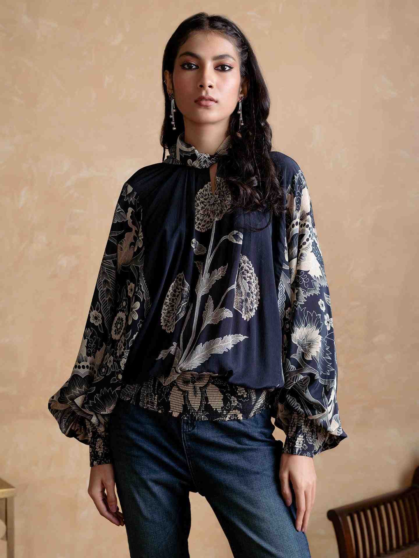 Black Poppy Pushpanjali Top