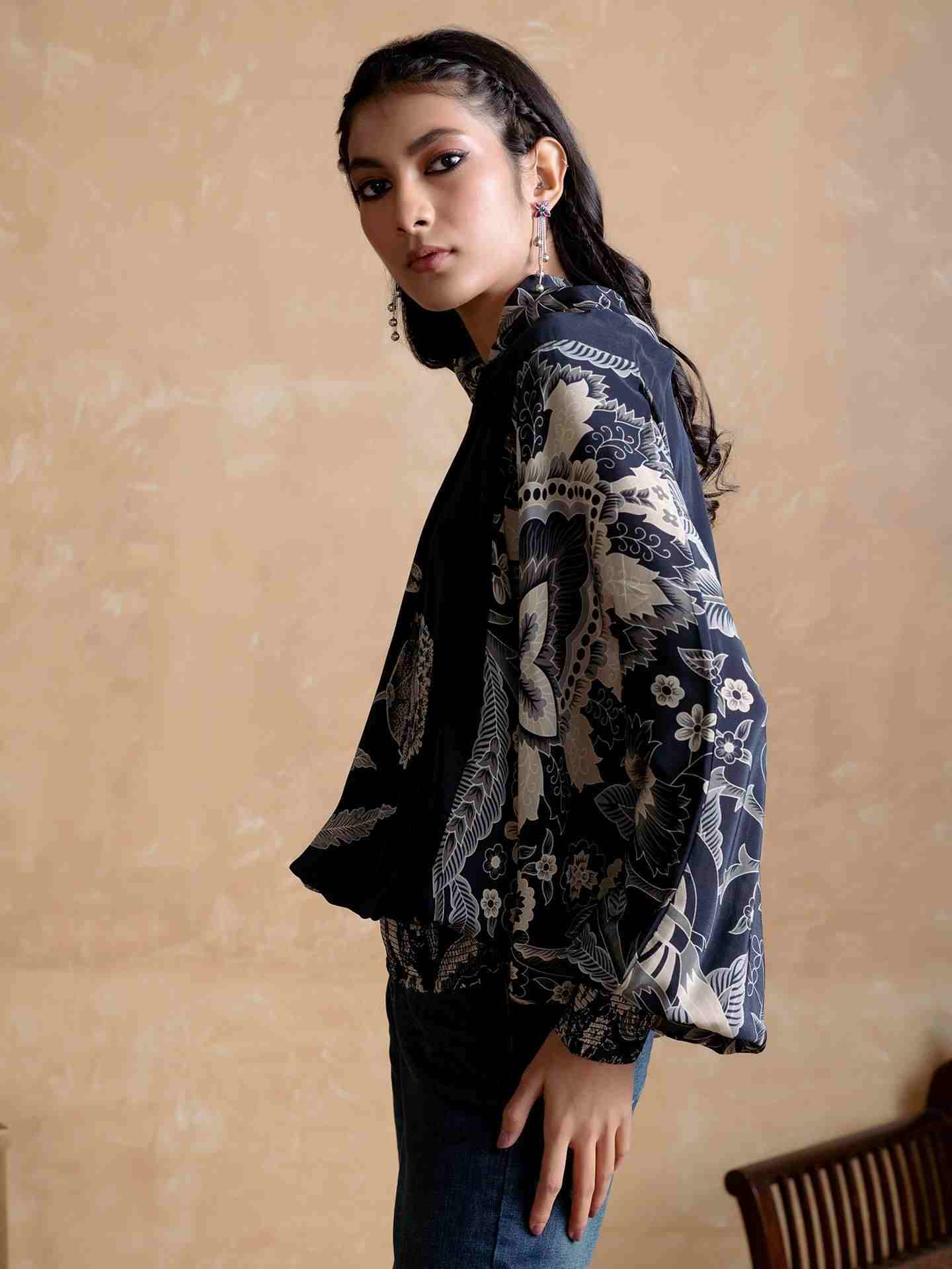 Black Poppy Pushpanjali Top