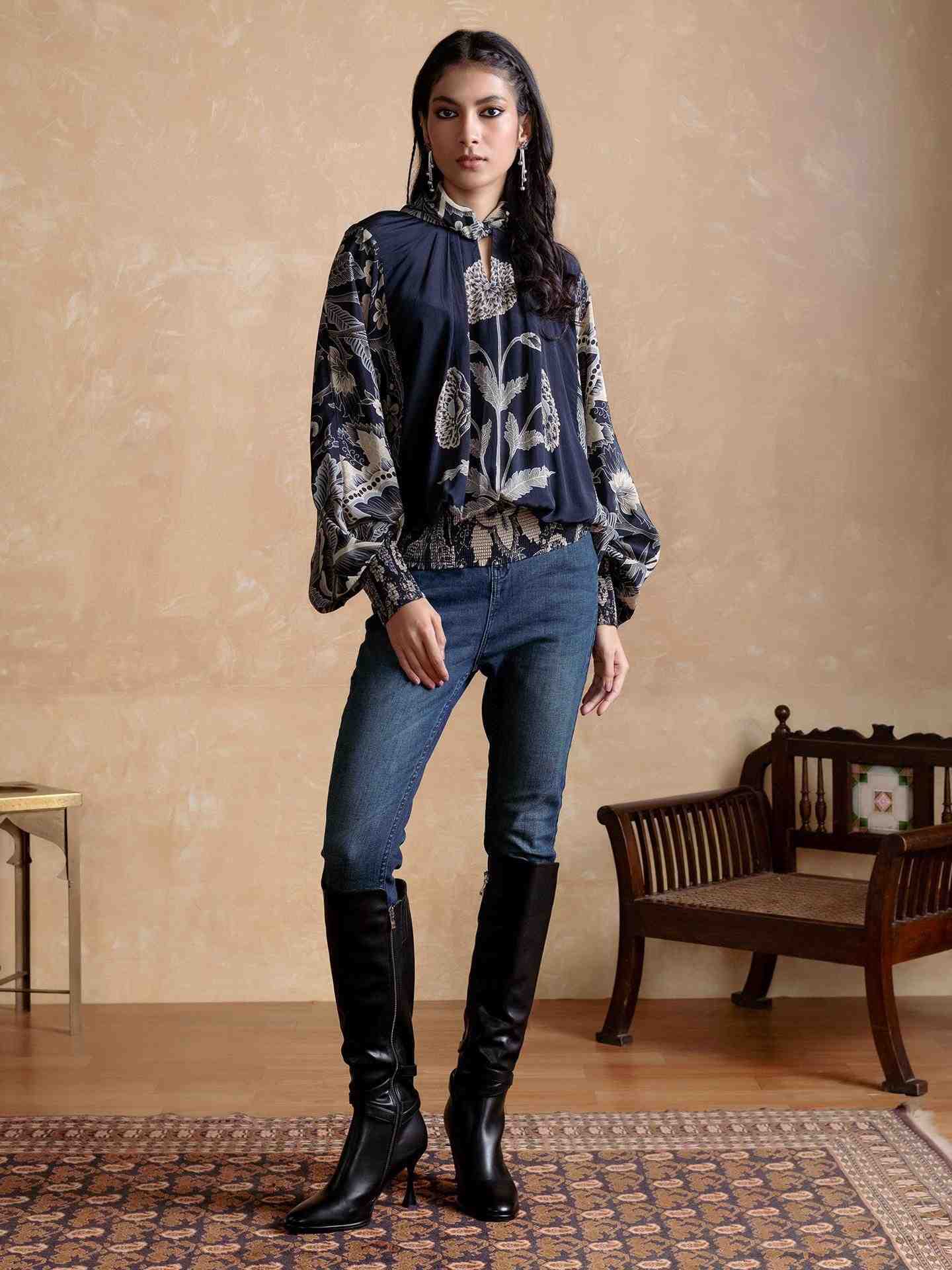 Black Poppy Pushpanjali Top