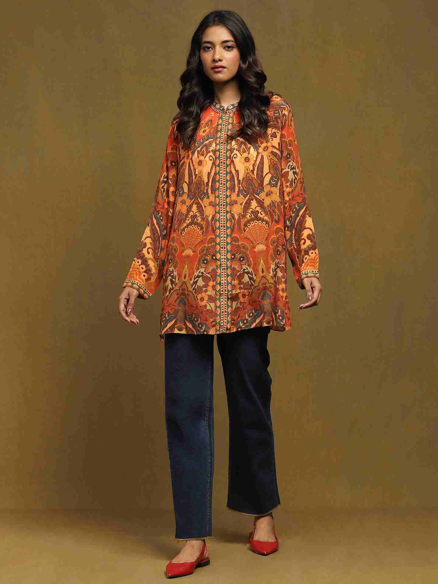 Rust Mandala Kurti