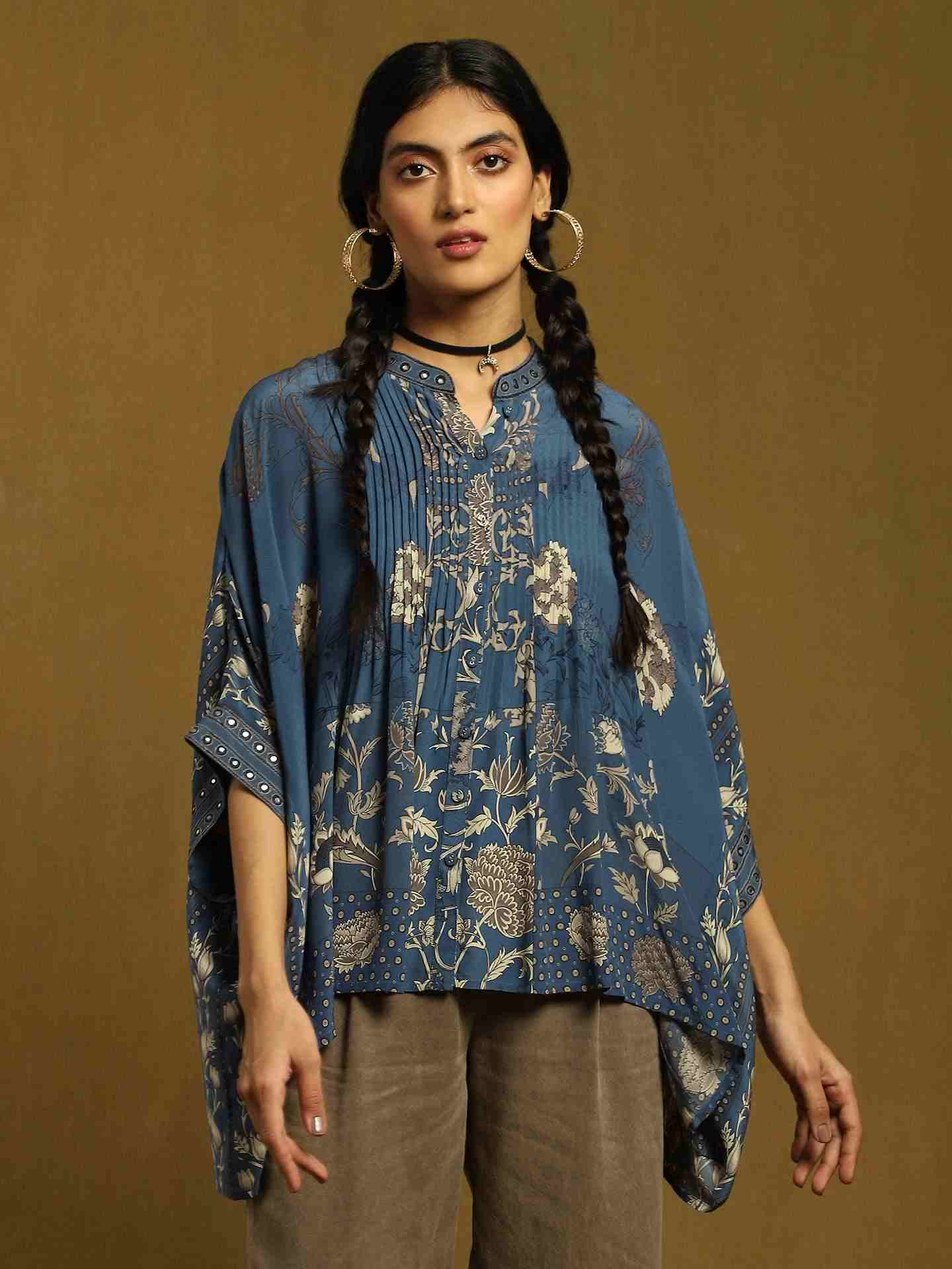 Blue Calico Crepe Kurti