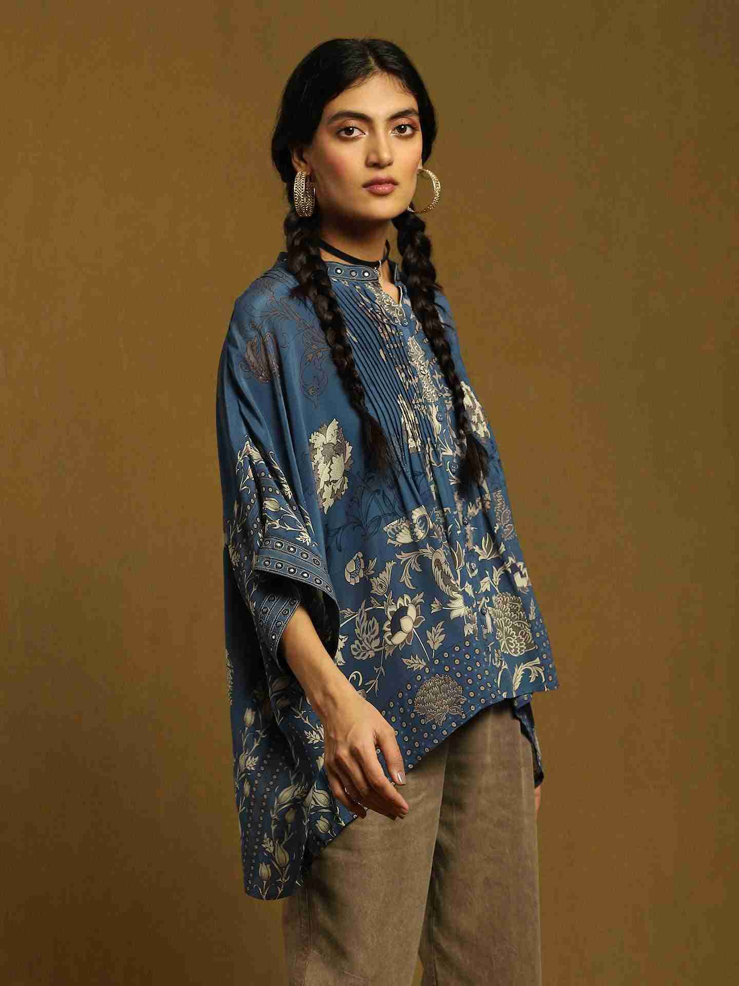 Blue Calico Crepe Kurti