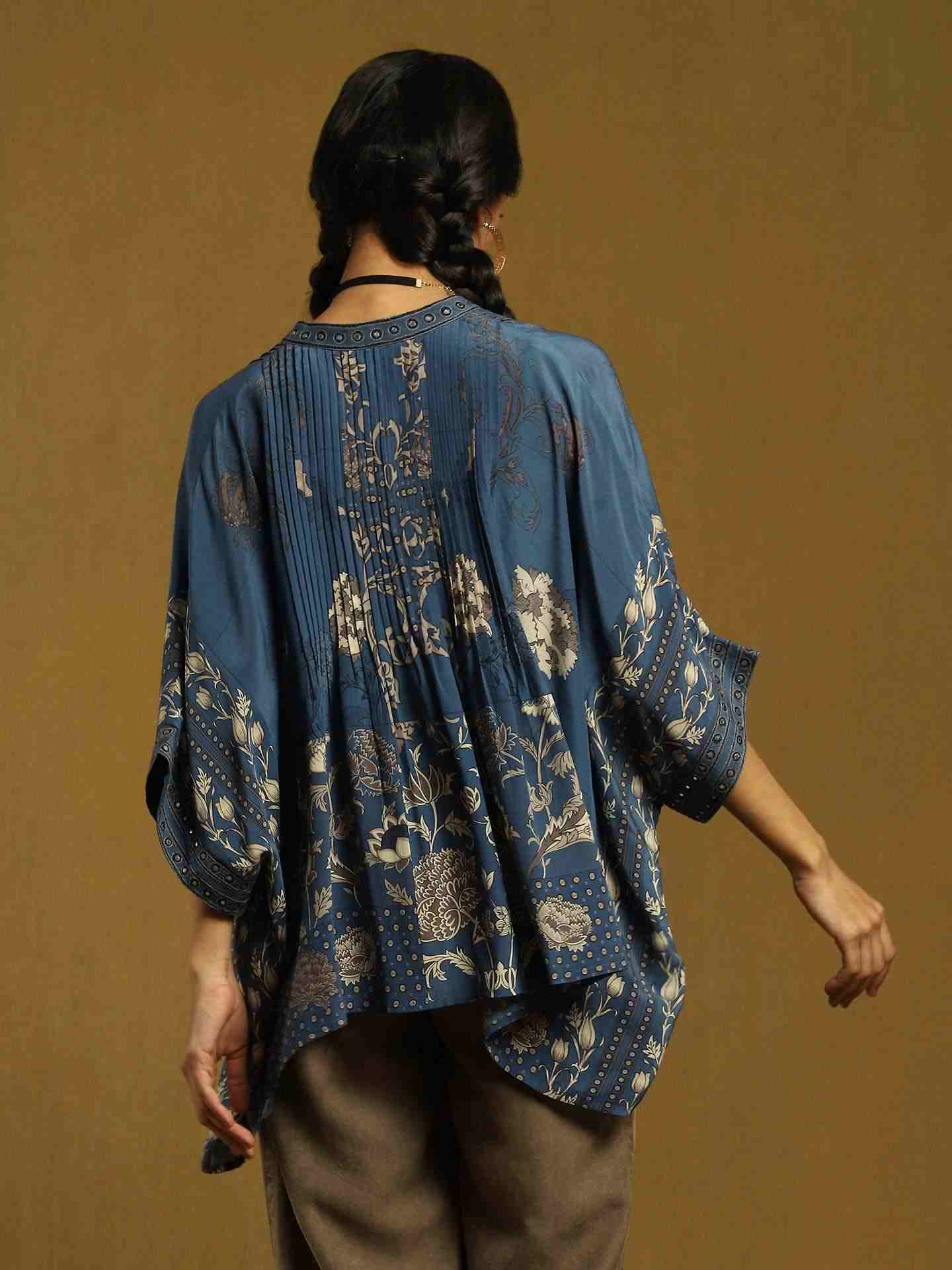Blue Calico Crepe Kurti