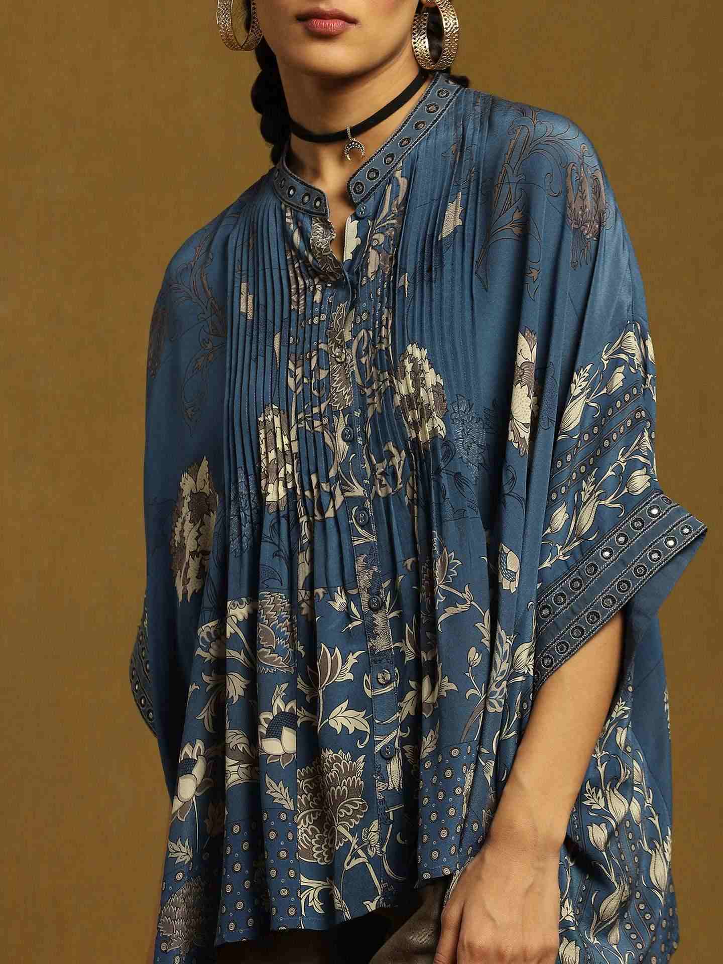 Blue Calico Crepe Kurti