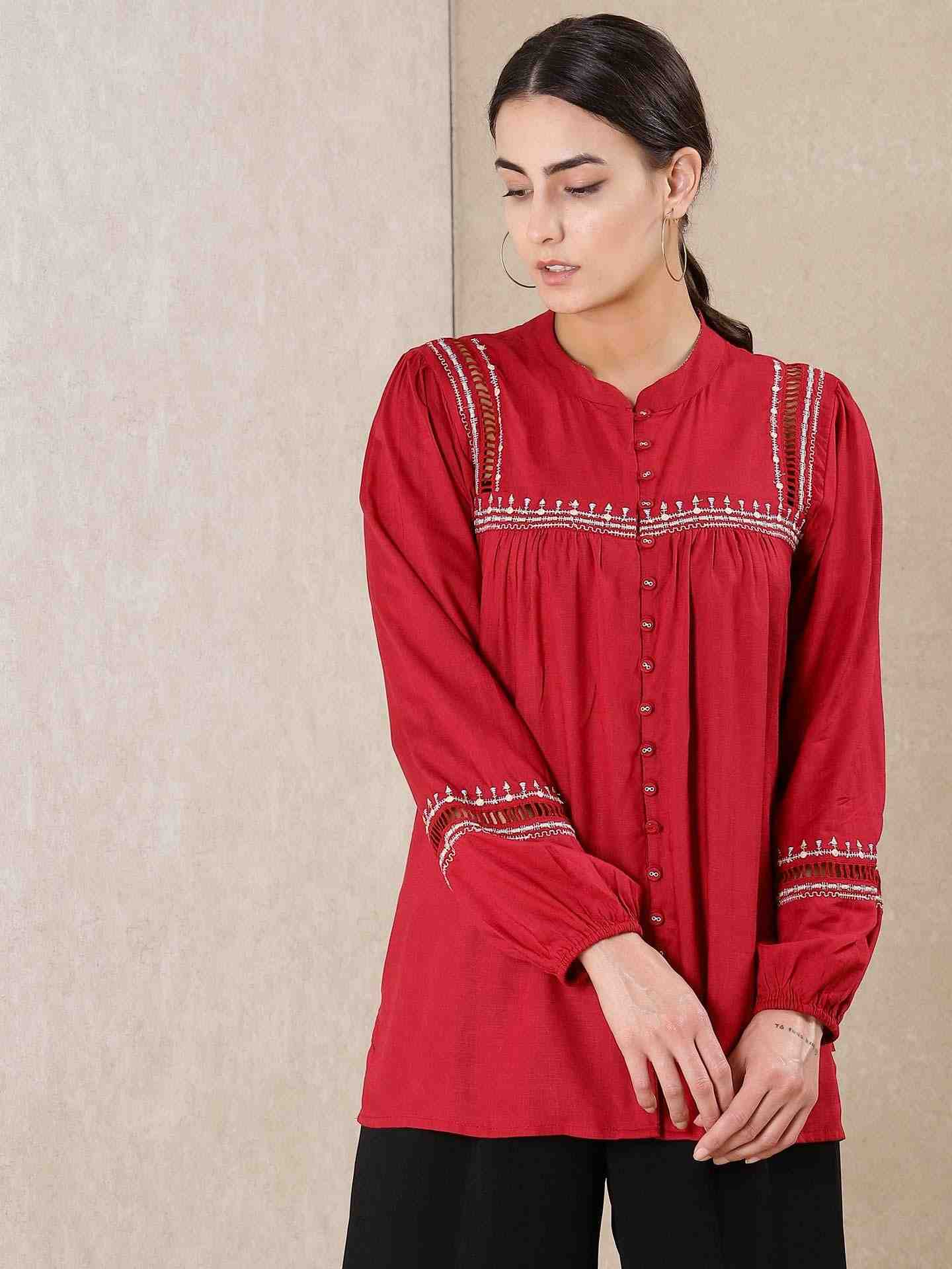 Red Modern Minimalist Kurti