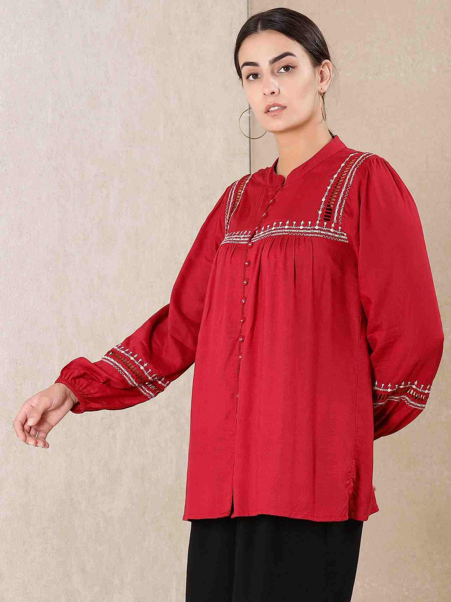 Red Modern Minimalist Kurti