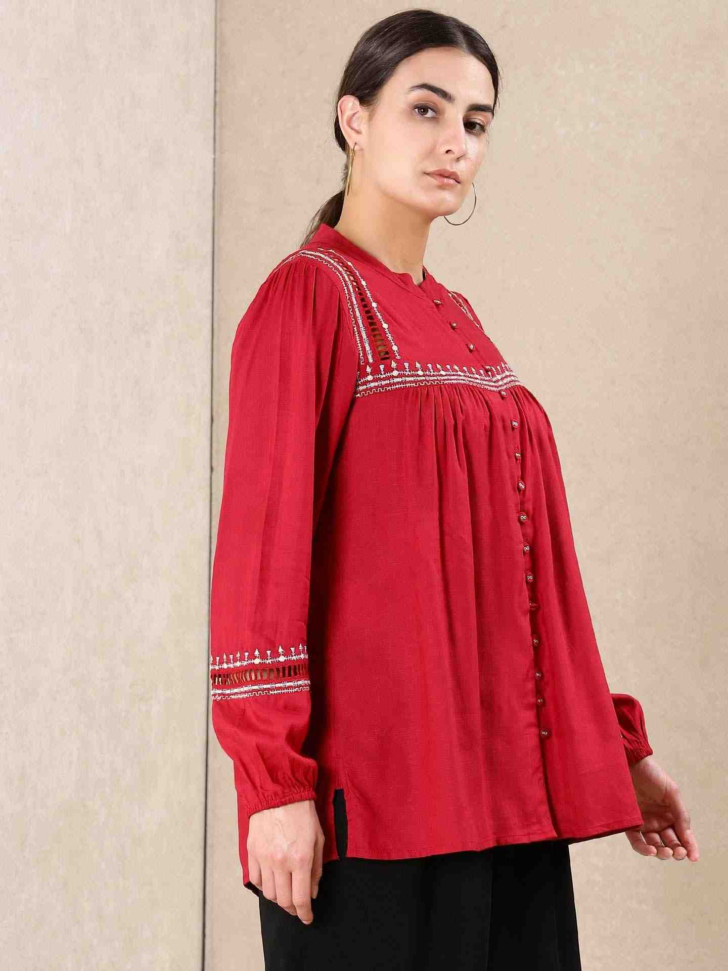 Red Modern Minimalist Kurti