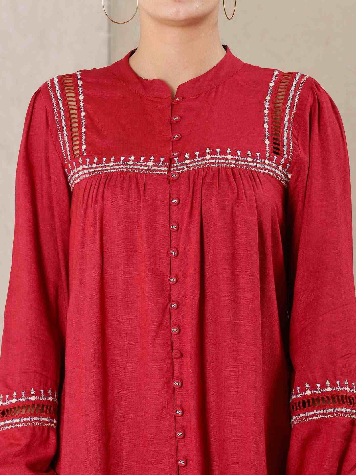 Red Modern Minimalist Kurti