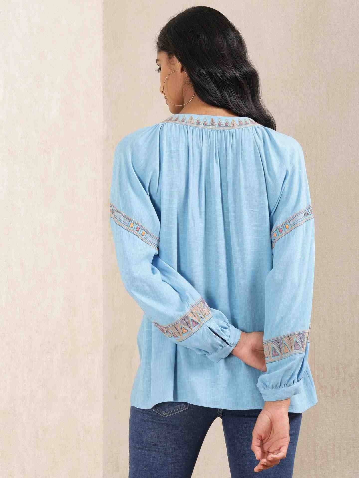 Blue Quint Embroidered Kurti