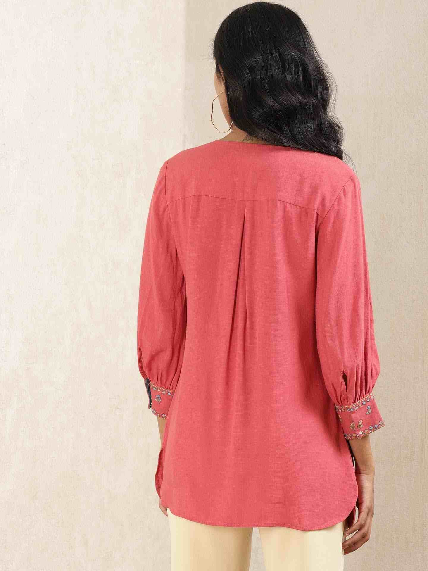 Red Kesar Solid Kurti