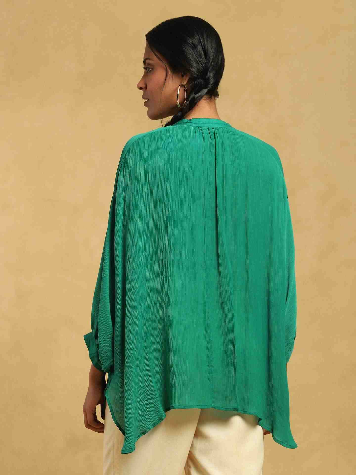 Green Meta Solid Kurti
