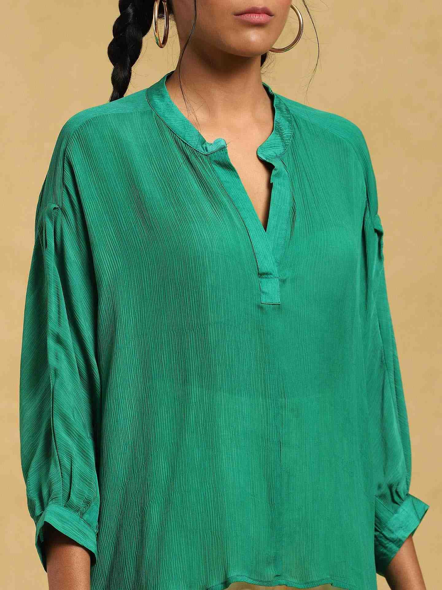 Green Meta Solid Kurti