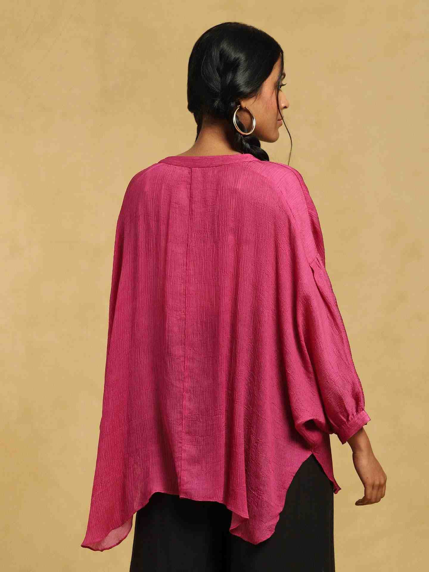 Pink Meta Solid Kurti