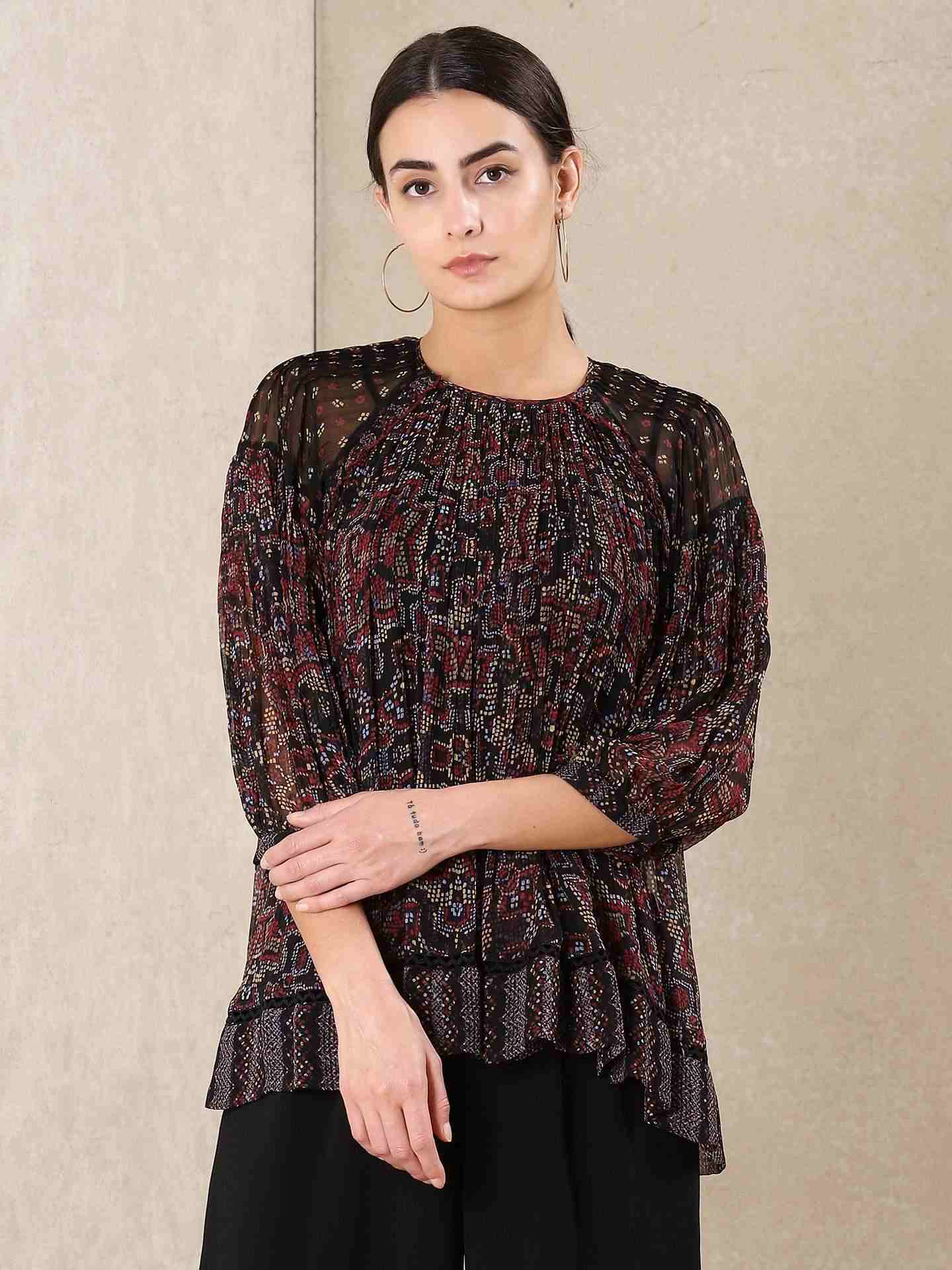 Black Kaliedo Flora Kurti