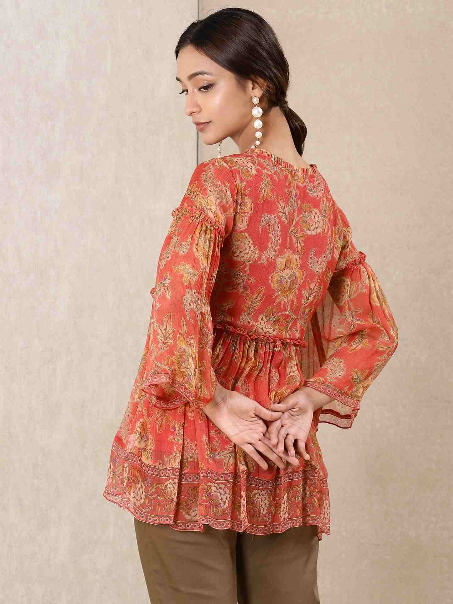 Coral Magnolia Kurti