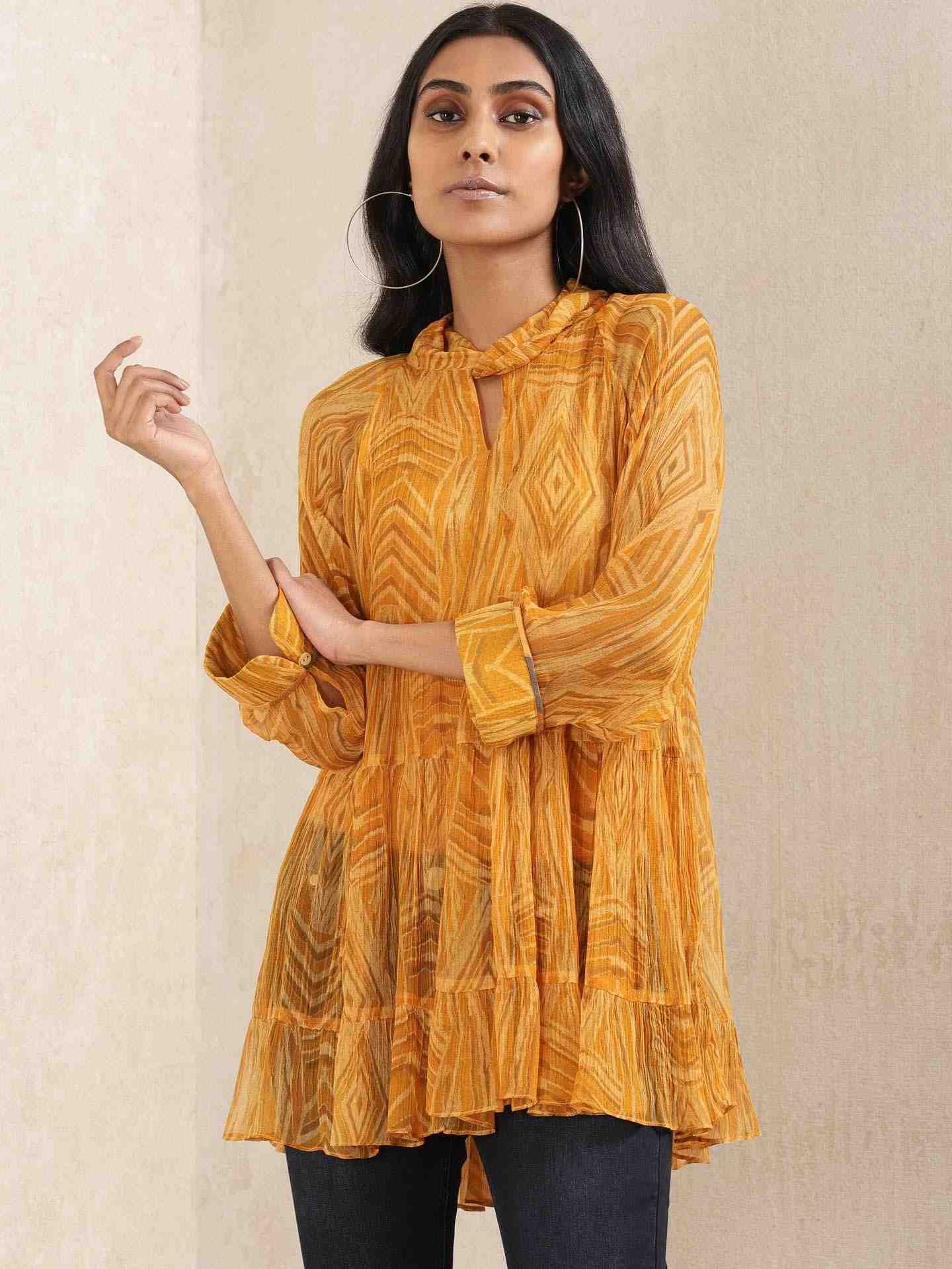 Yellow Tribal Puzzle Kurti