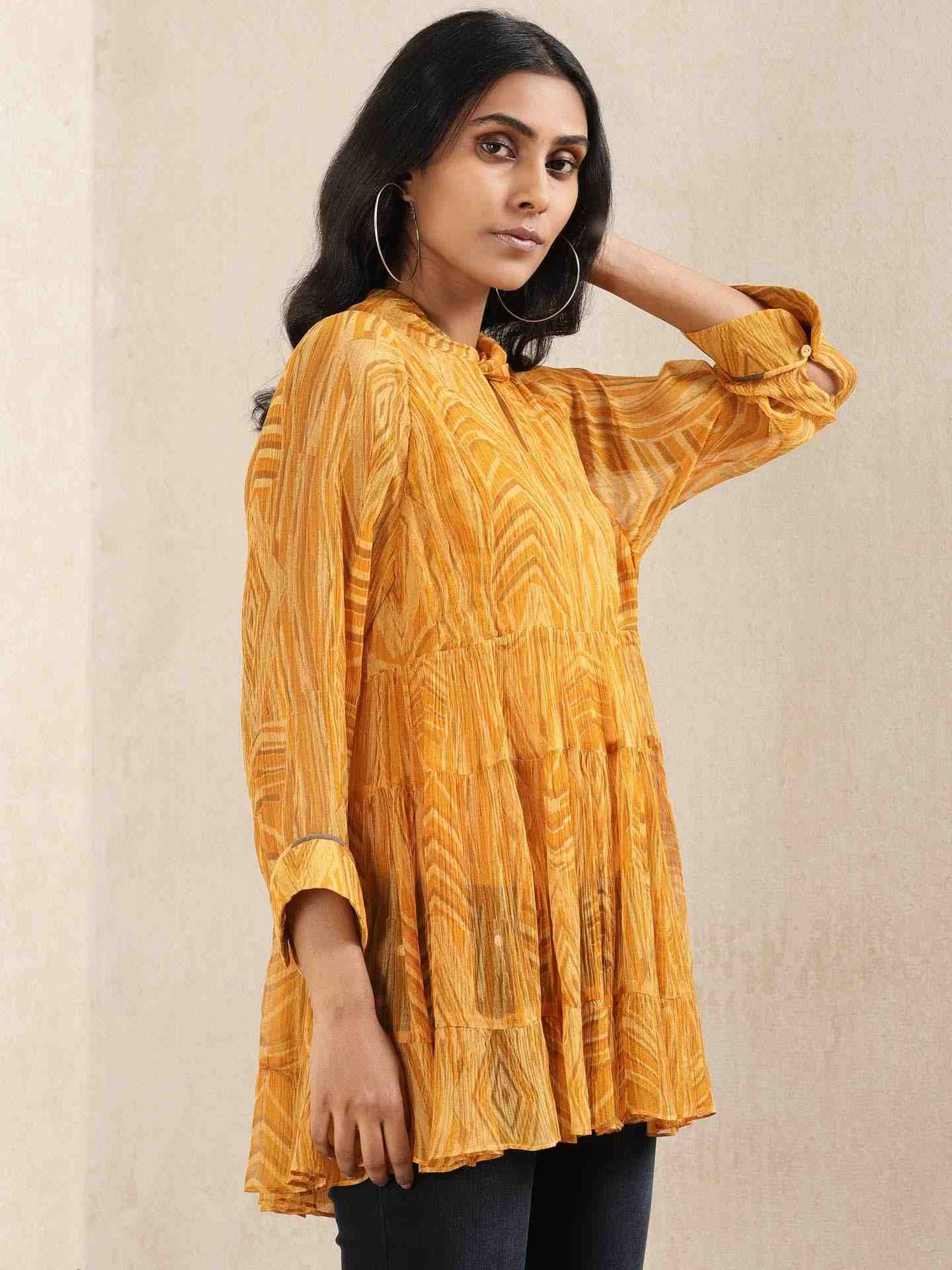 Yellow Tribal Puzzle Kurti