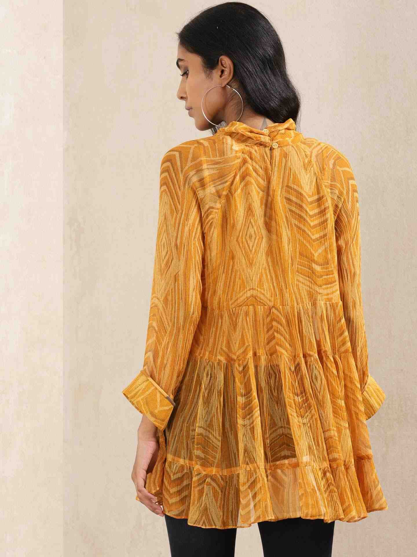 Yellow Tribal Puzzle Kurti