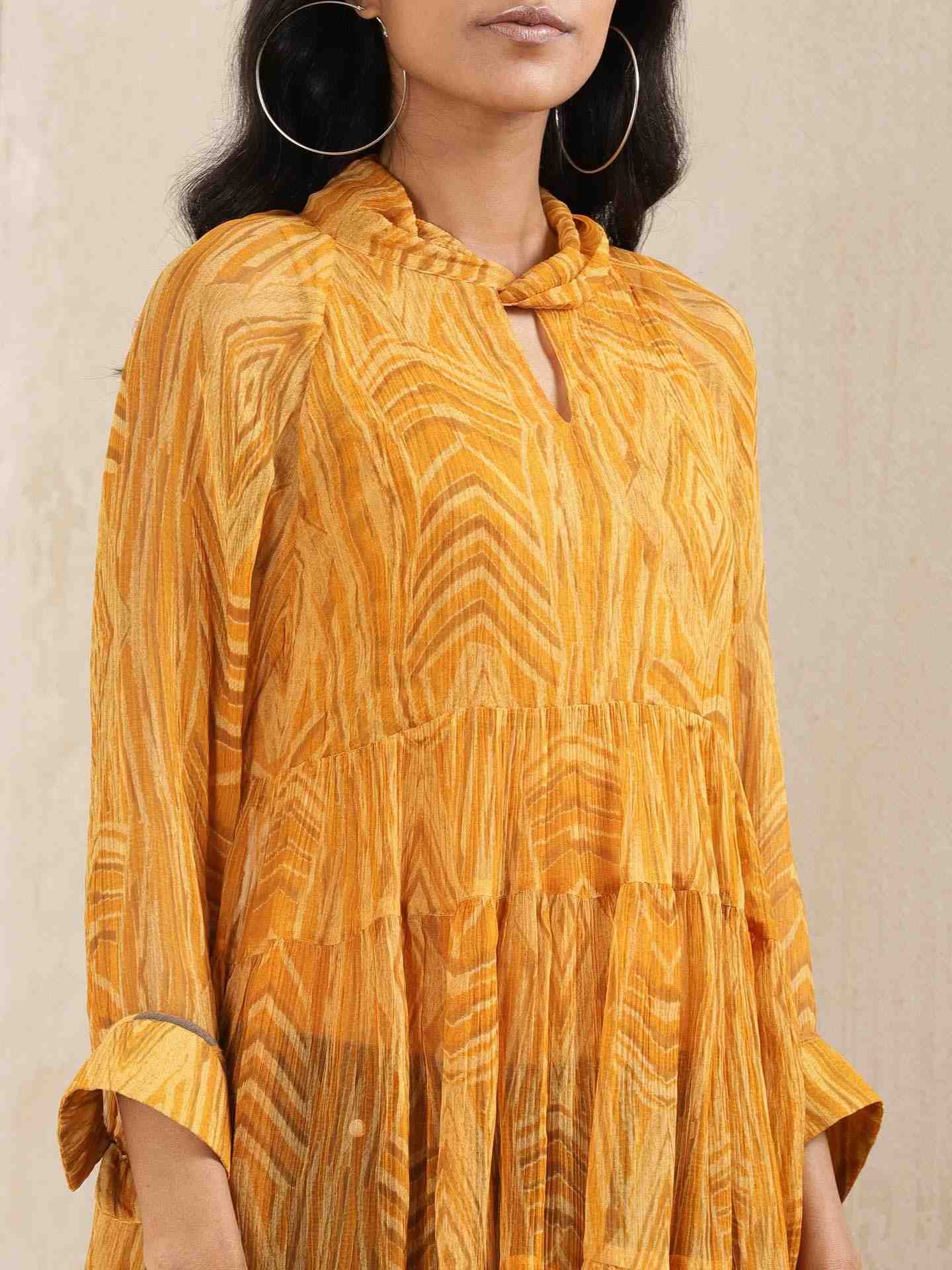 Yellow Tribal Puzzle Kurti