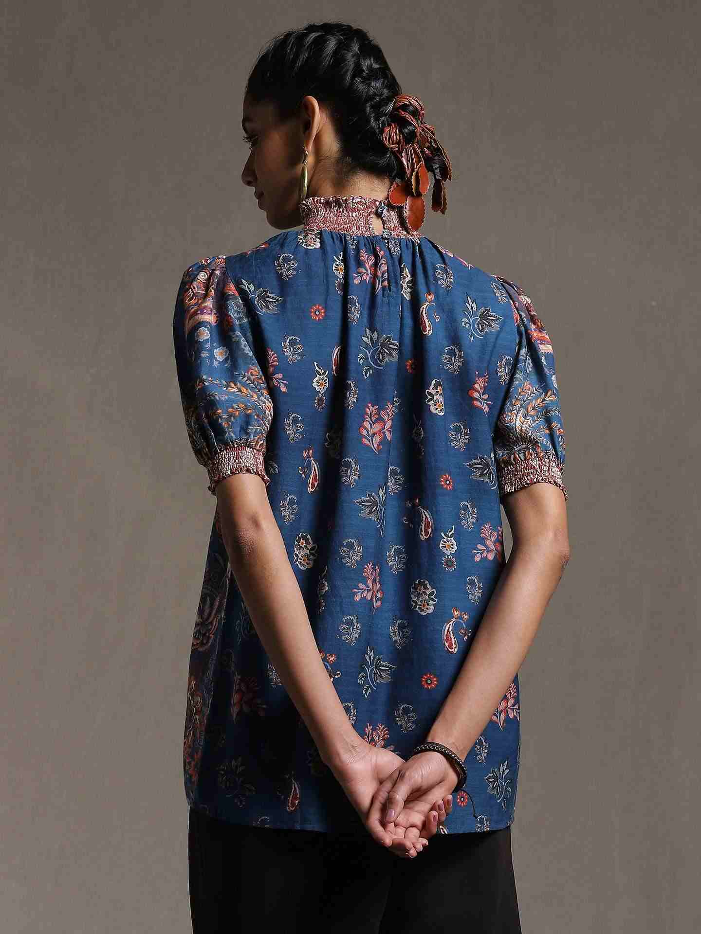 Navy Water Paisley Kurti