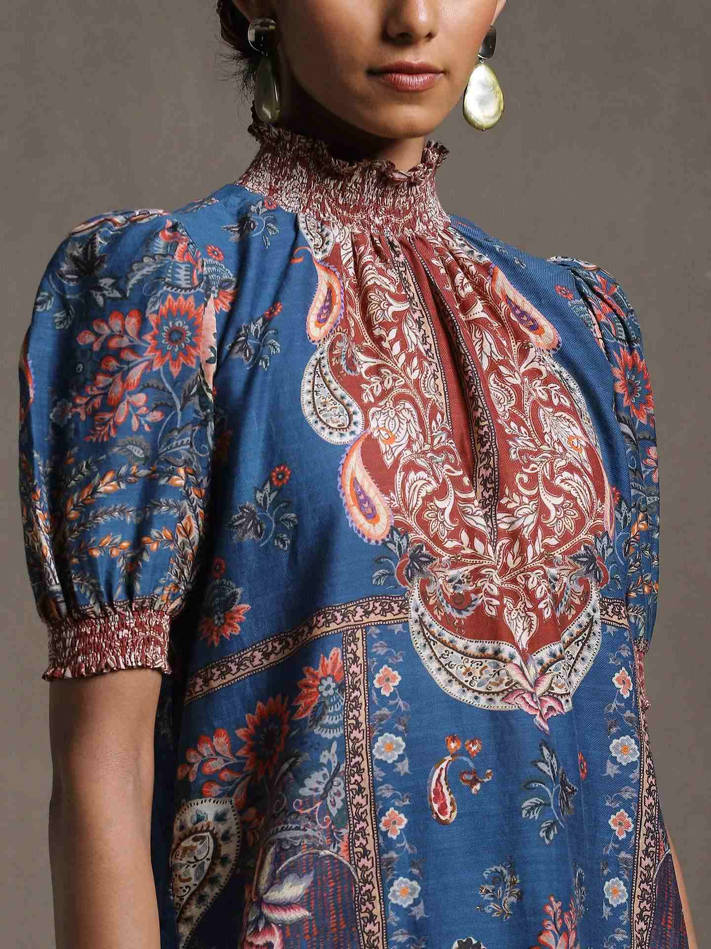 Navy Water Paisley Kurti