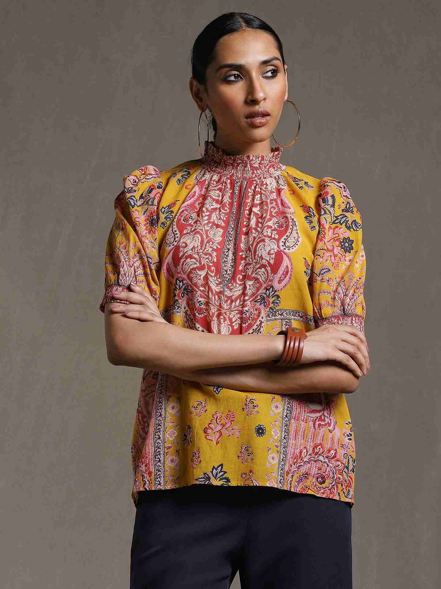 Yellow Water Paisley Kurti