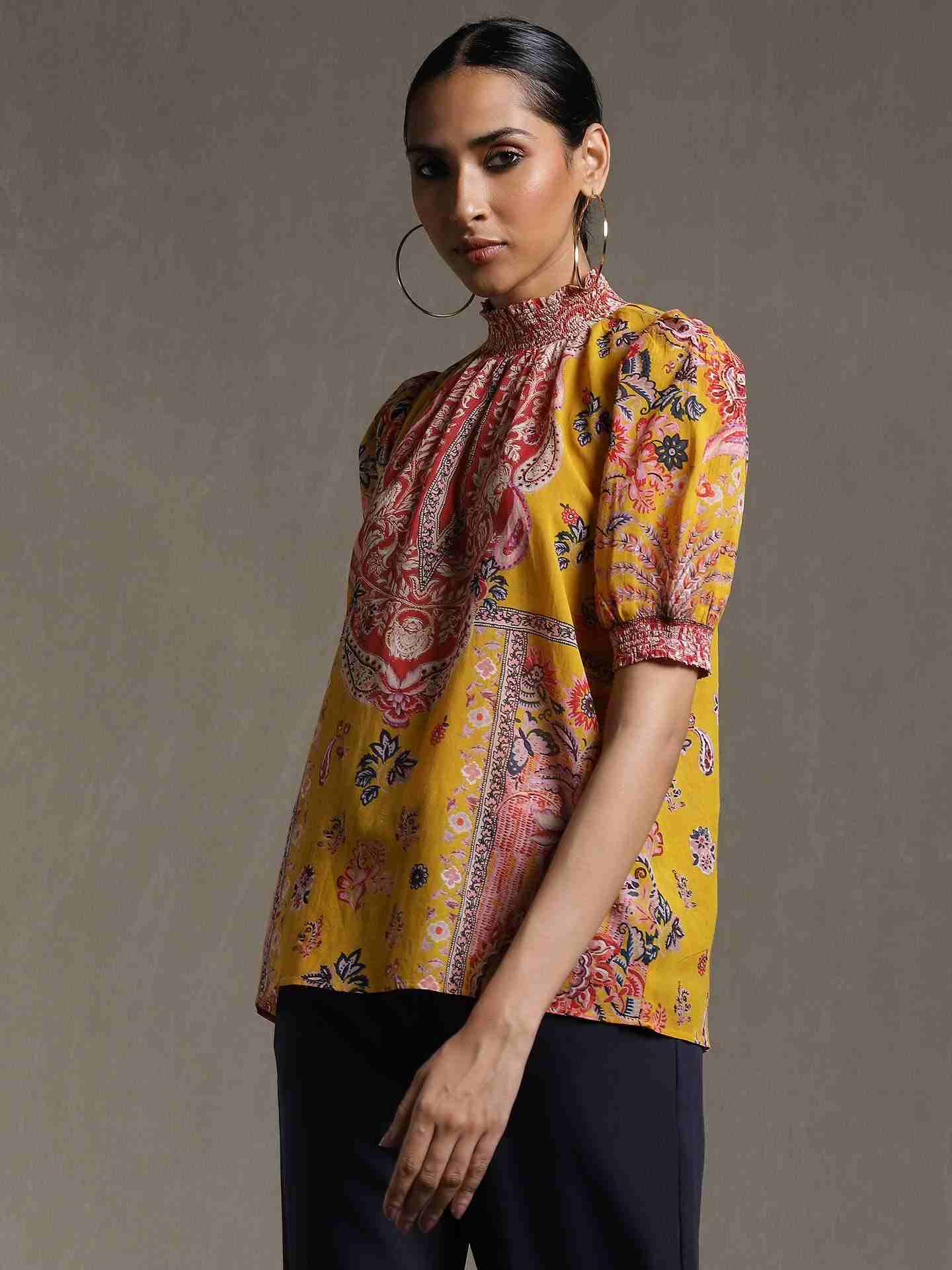Yellow Water Paisley Kurti