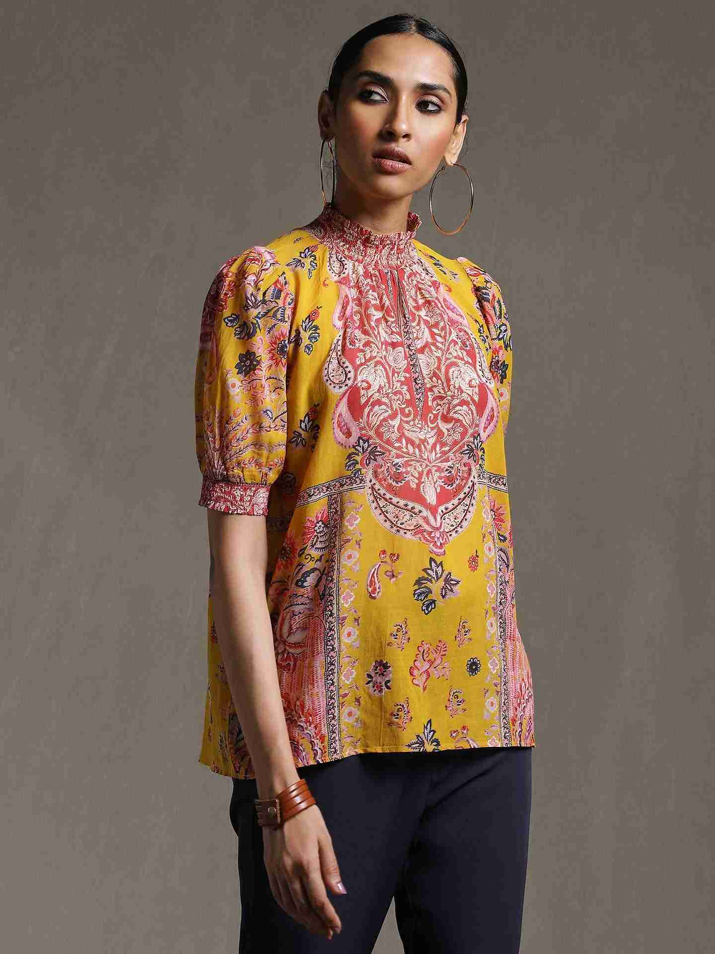 Yellow Water Paisley Kurti