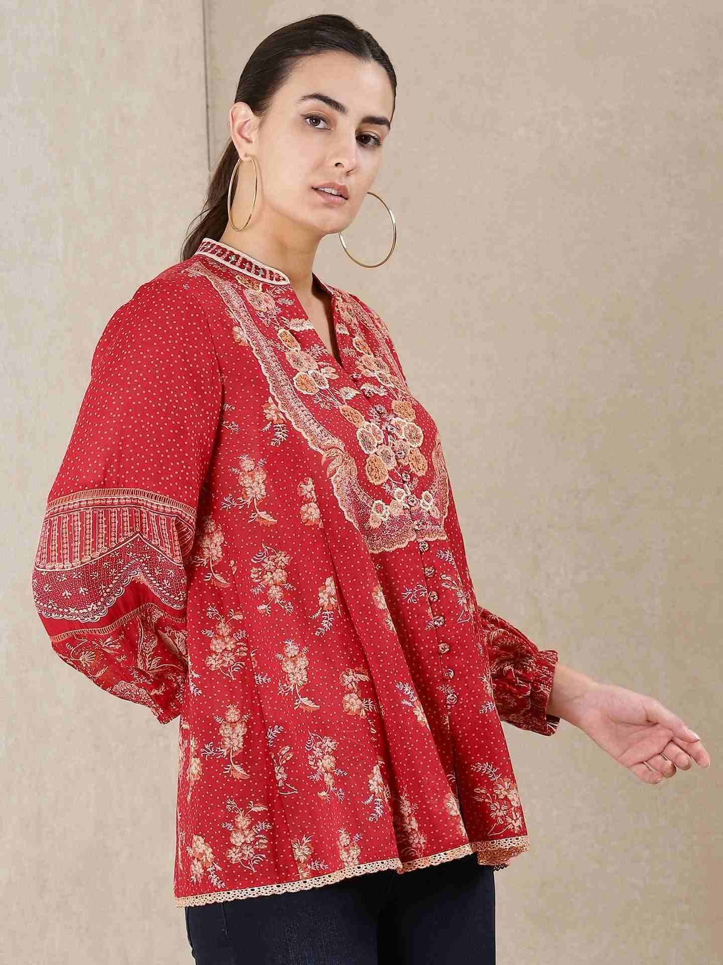 Red Asha Kurti