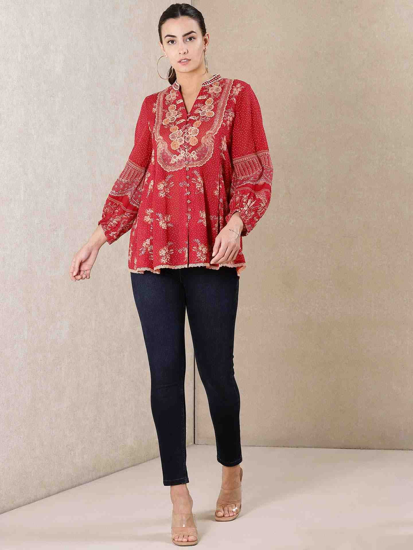 Red Asha Kurti