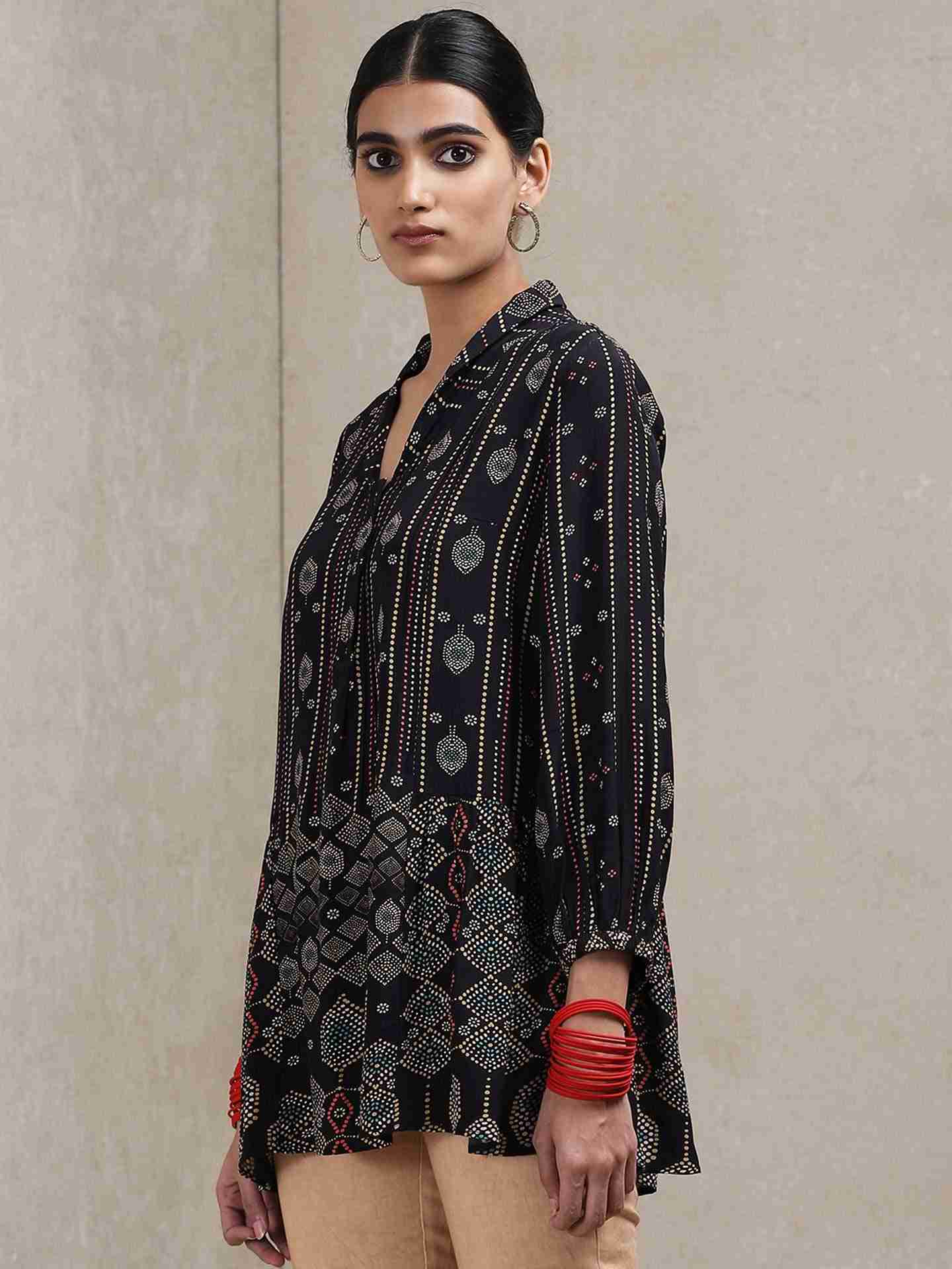 Black Savani Crepe Kurti