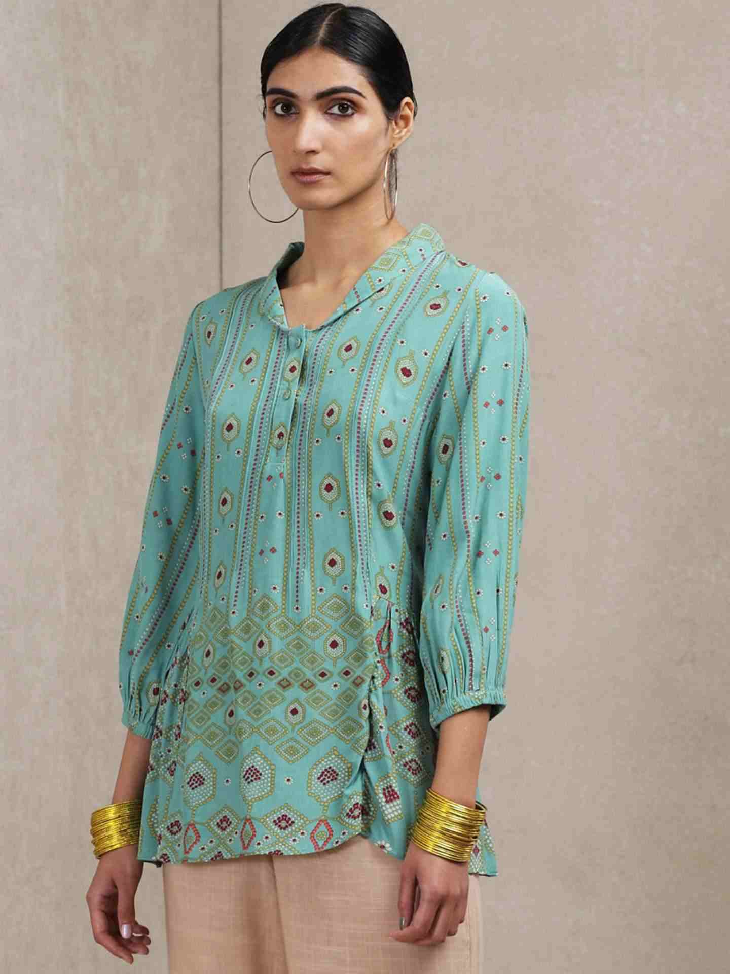 Green Savani Crepe Kurti