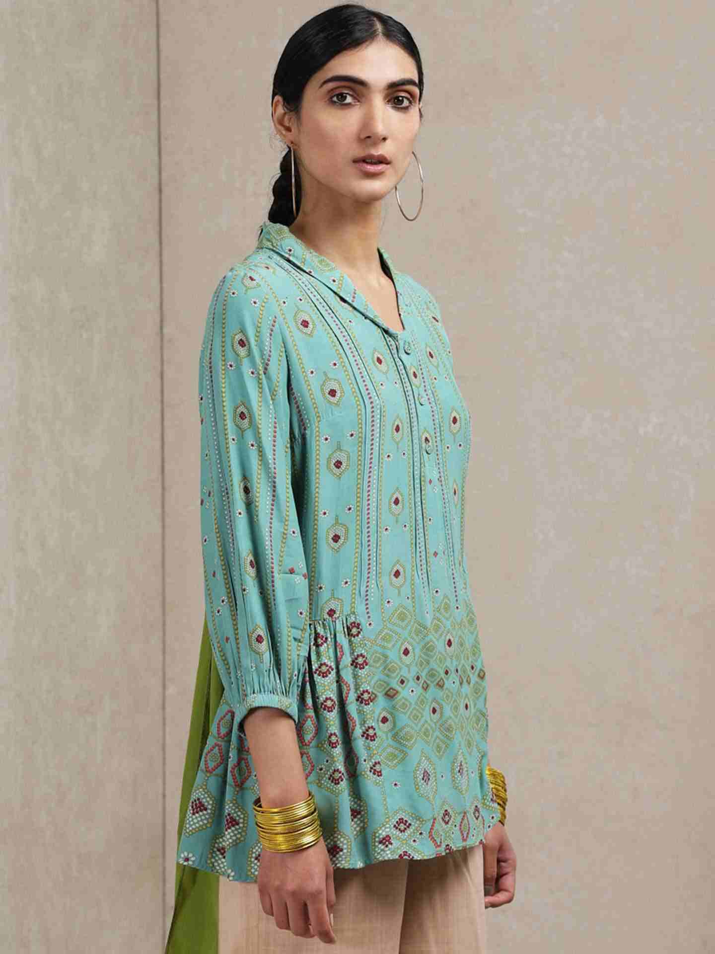 Green Savani Crepe Kurti