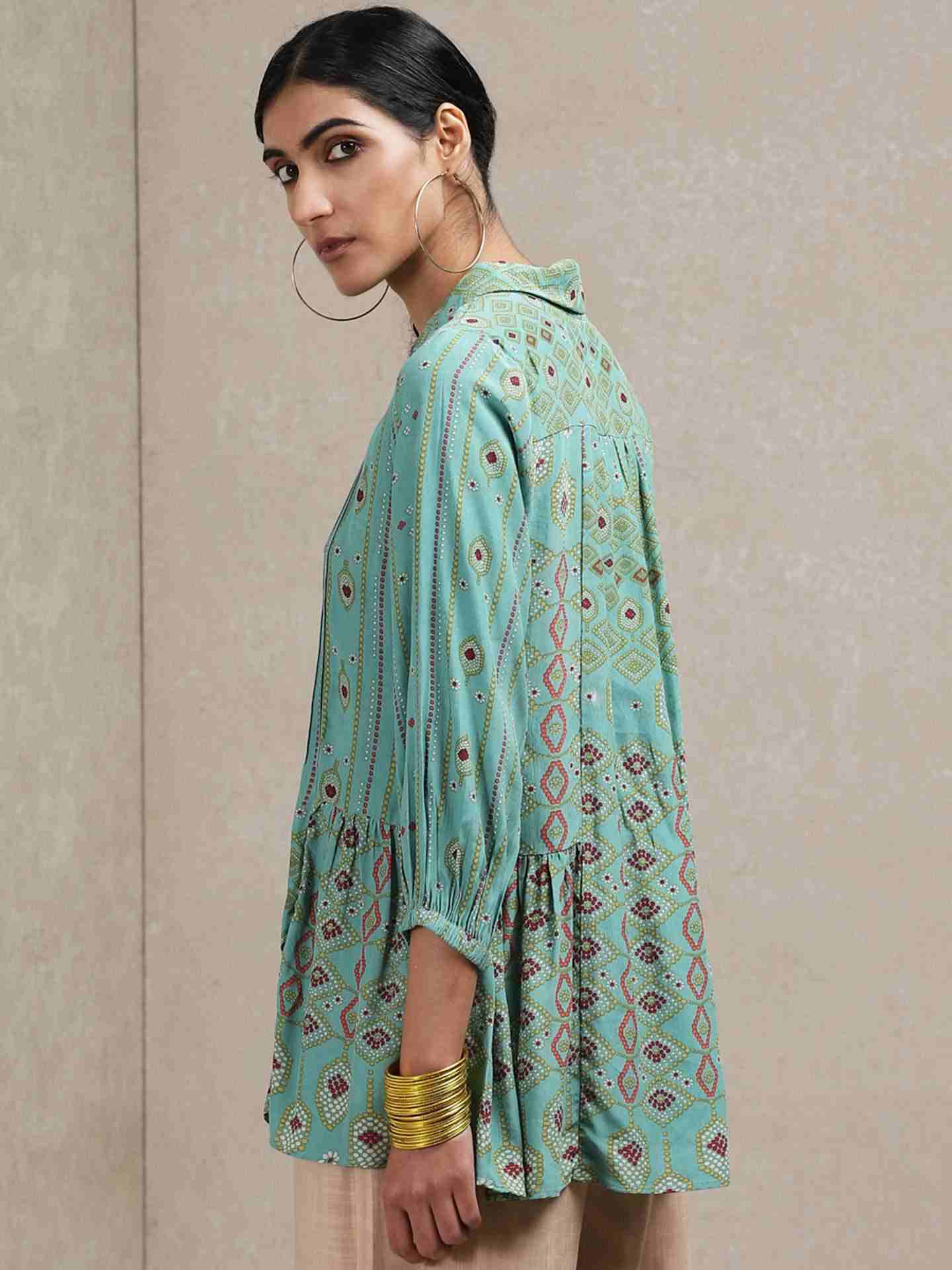 Green Savani Crepe Kurti