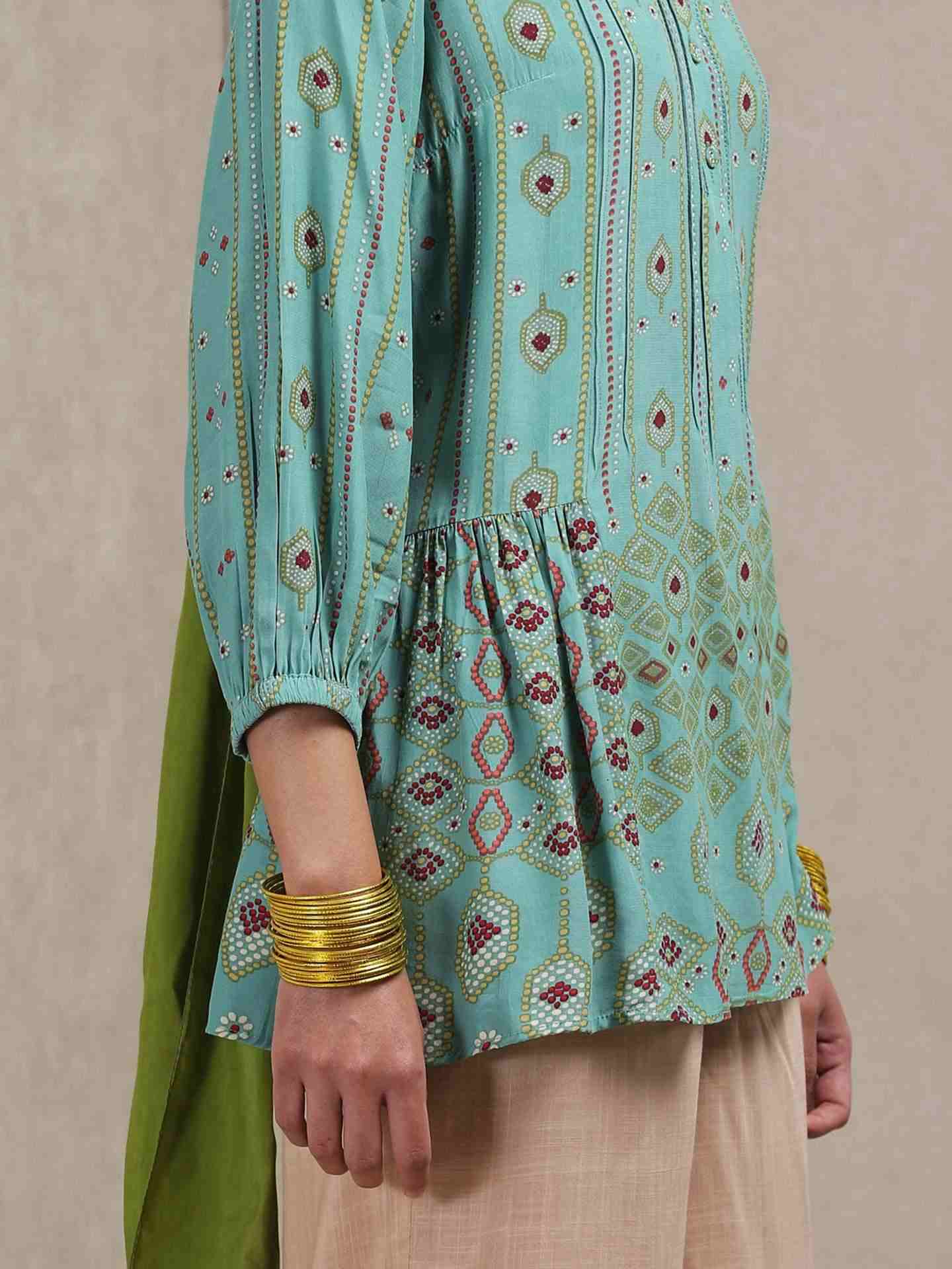 Green Savani Crepe Kurti