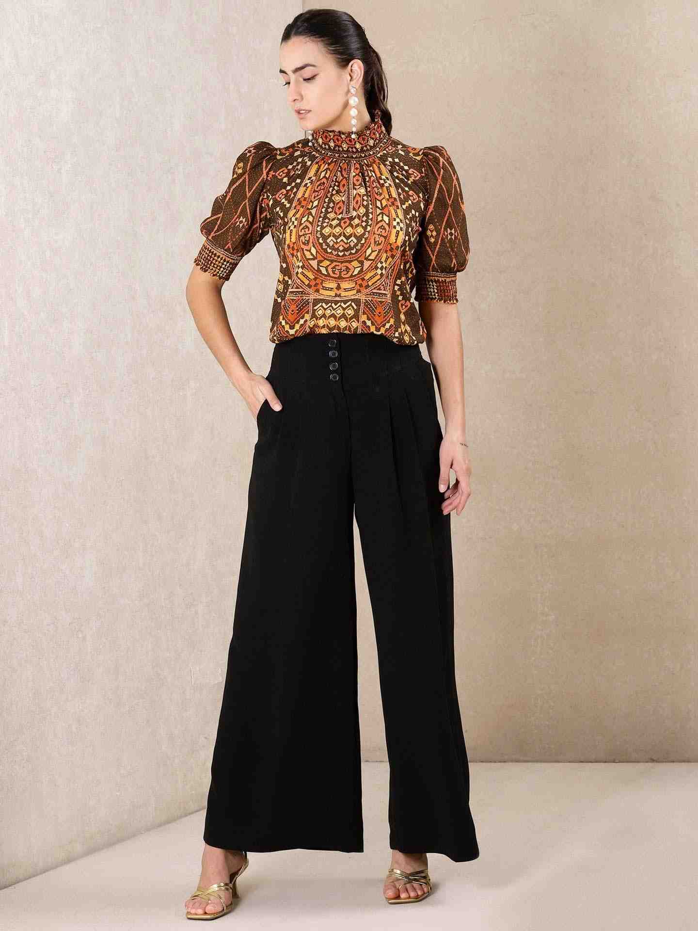 Chocolate Brown Alvira Layout Crepe Kurti