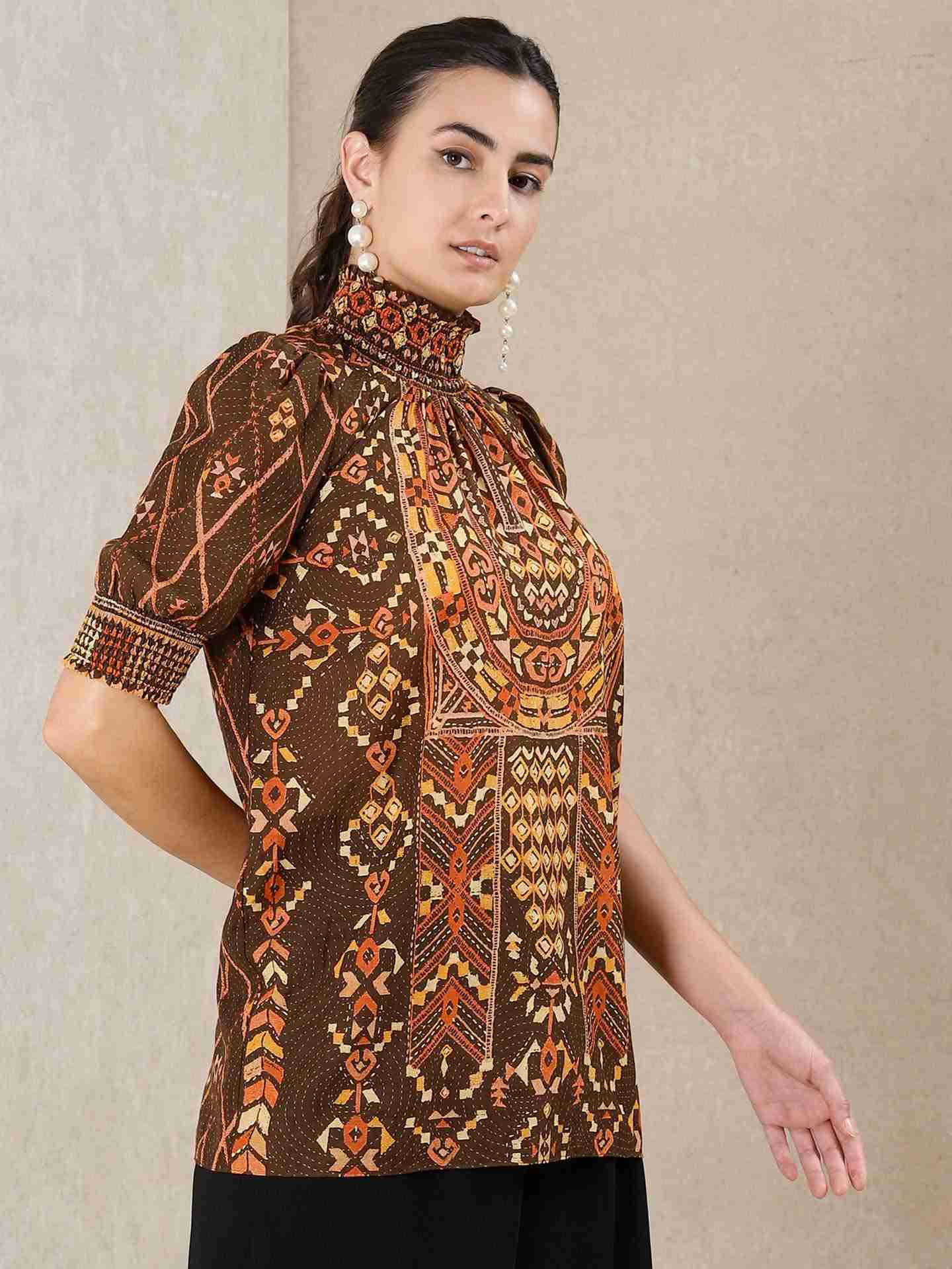 Chocolate Brown Alvira Layout Crepe Kurti
