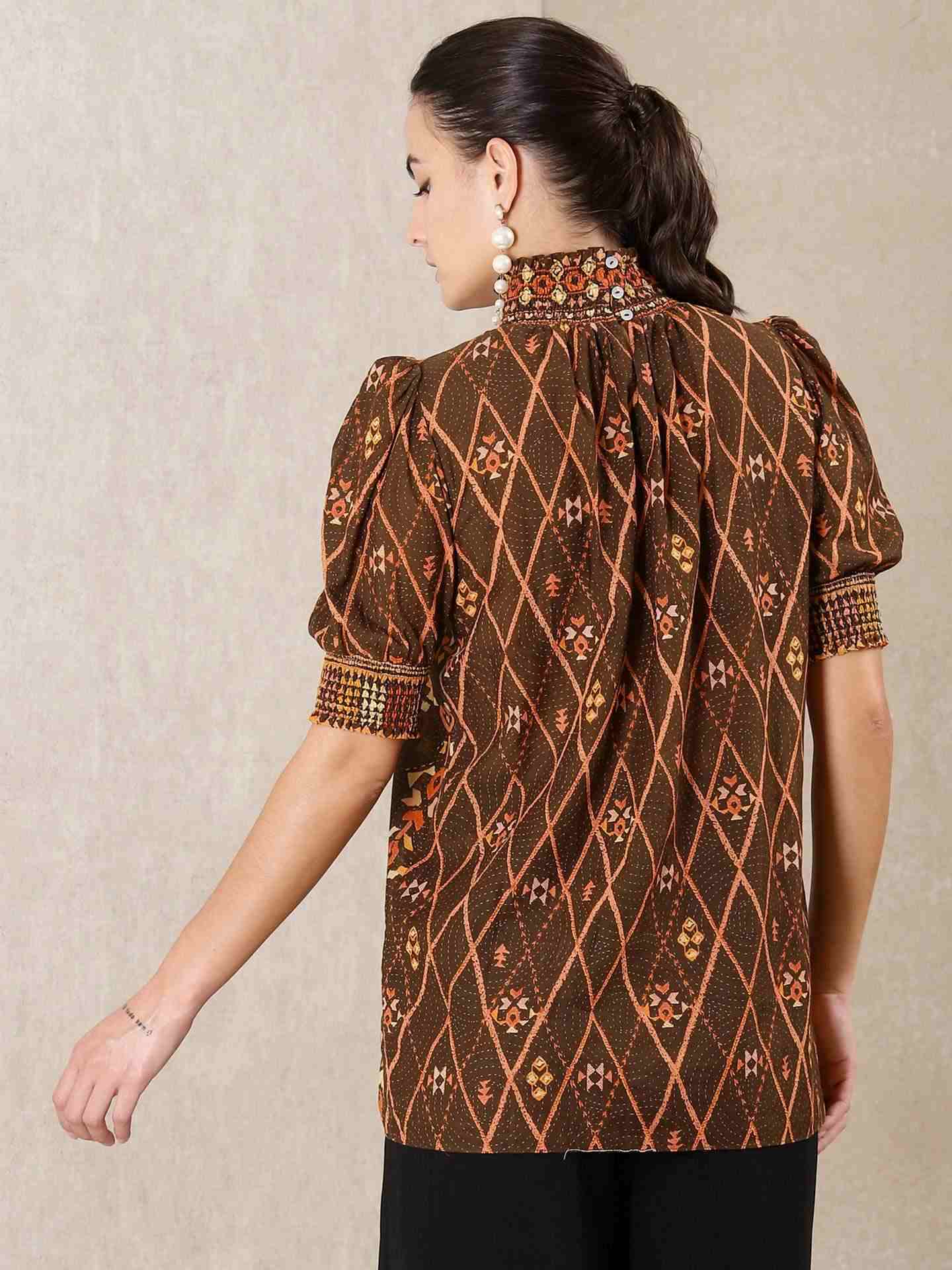 Chocolate Brown Alvira Layout Crepe Kurti