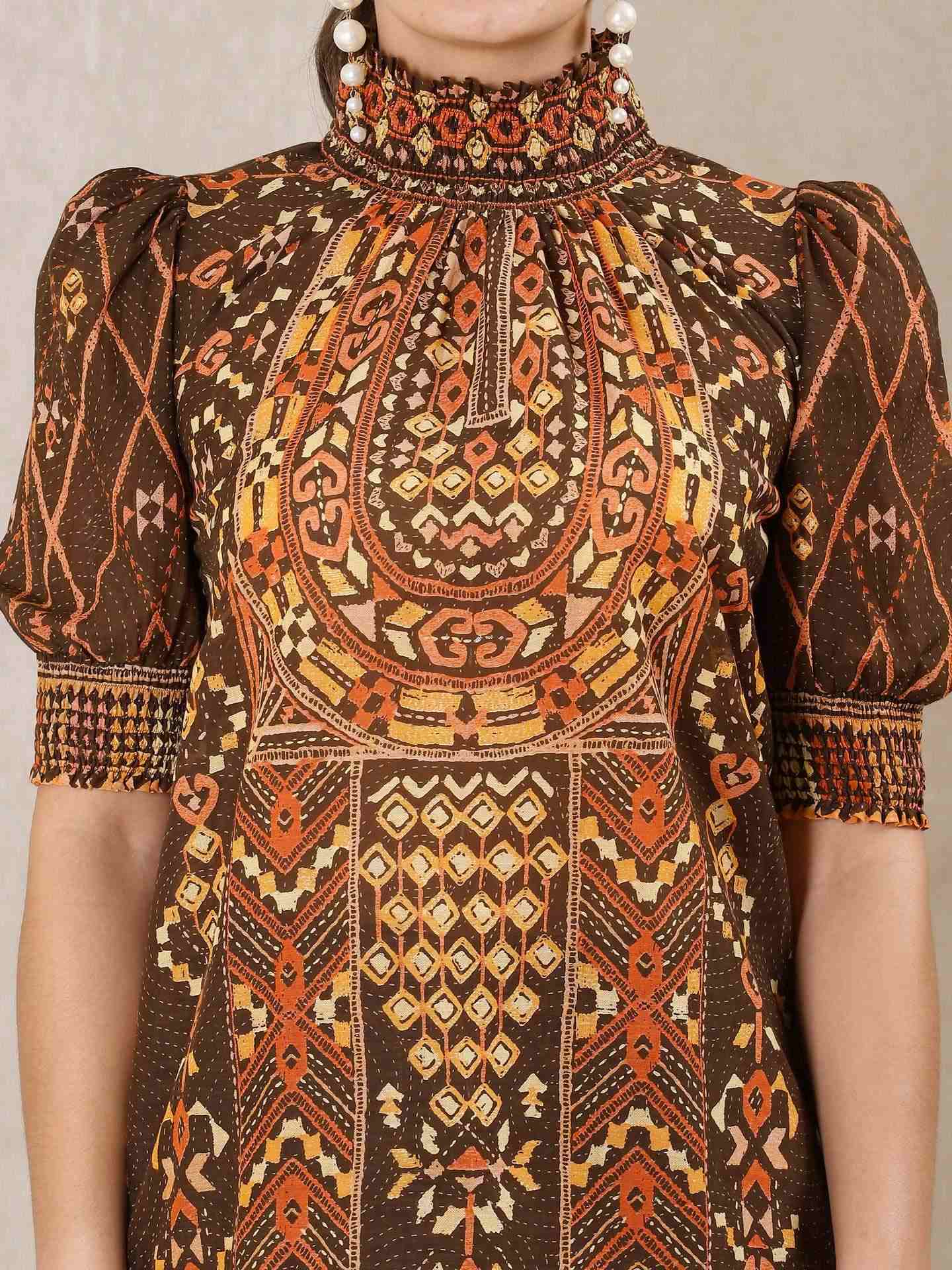 Chocolate Brown Alvira Layout Crepe Kurti