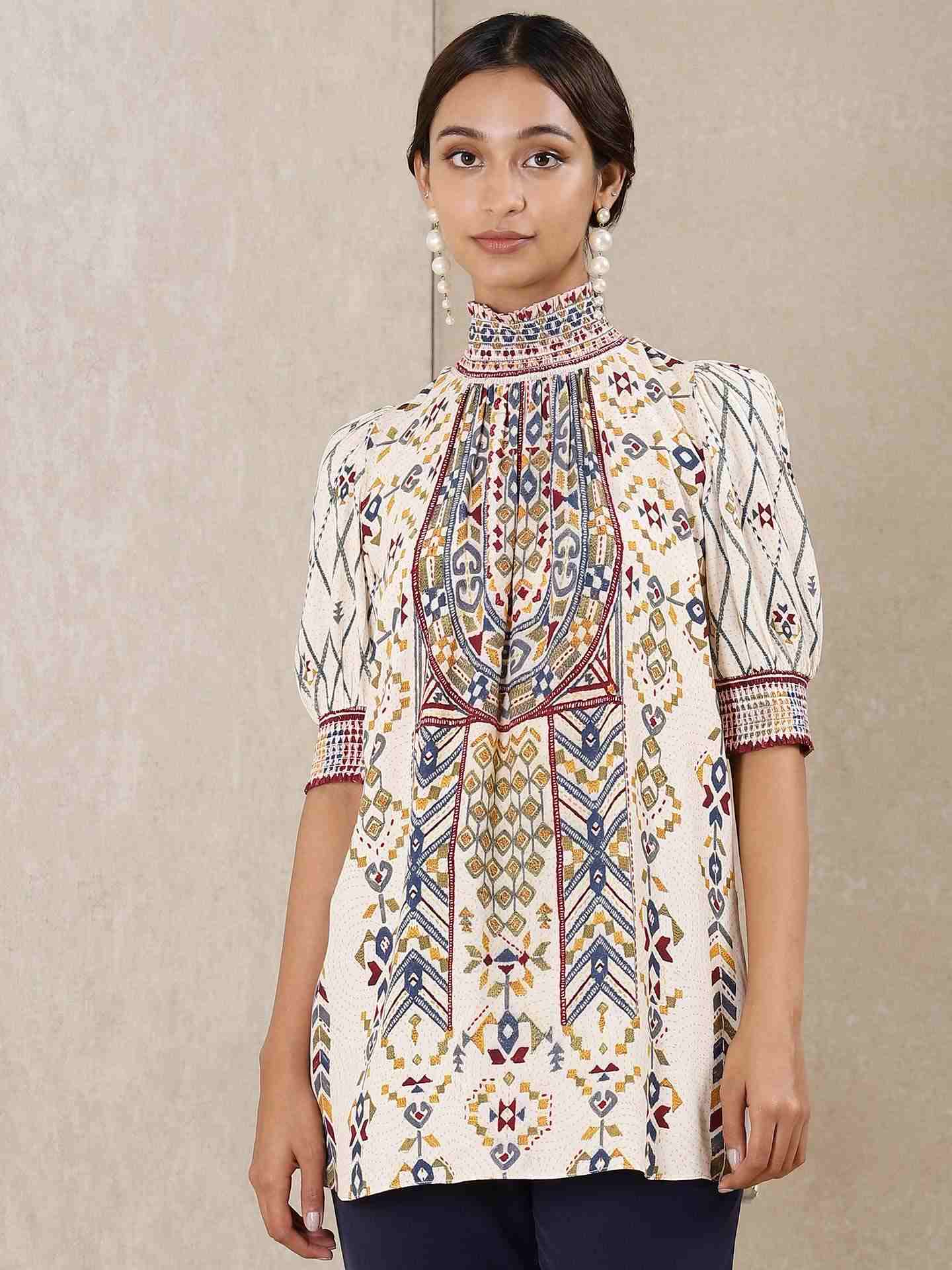 Off White Alvira Layout Crepe Kurti