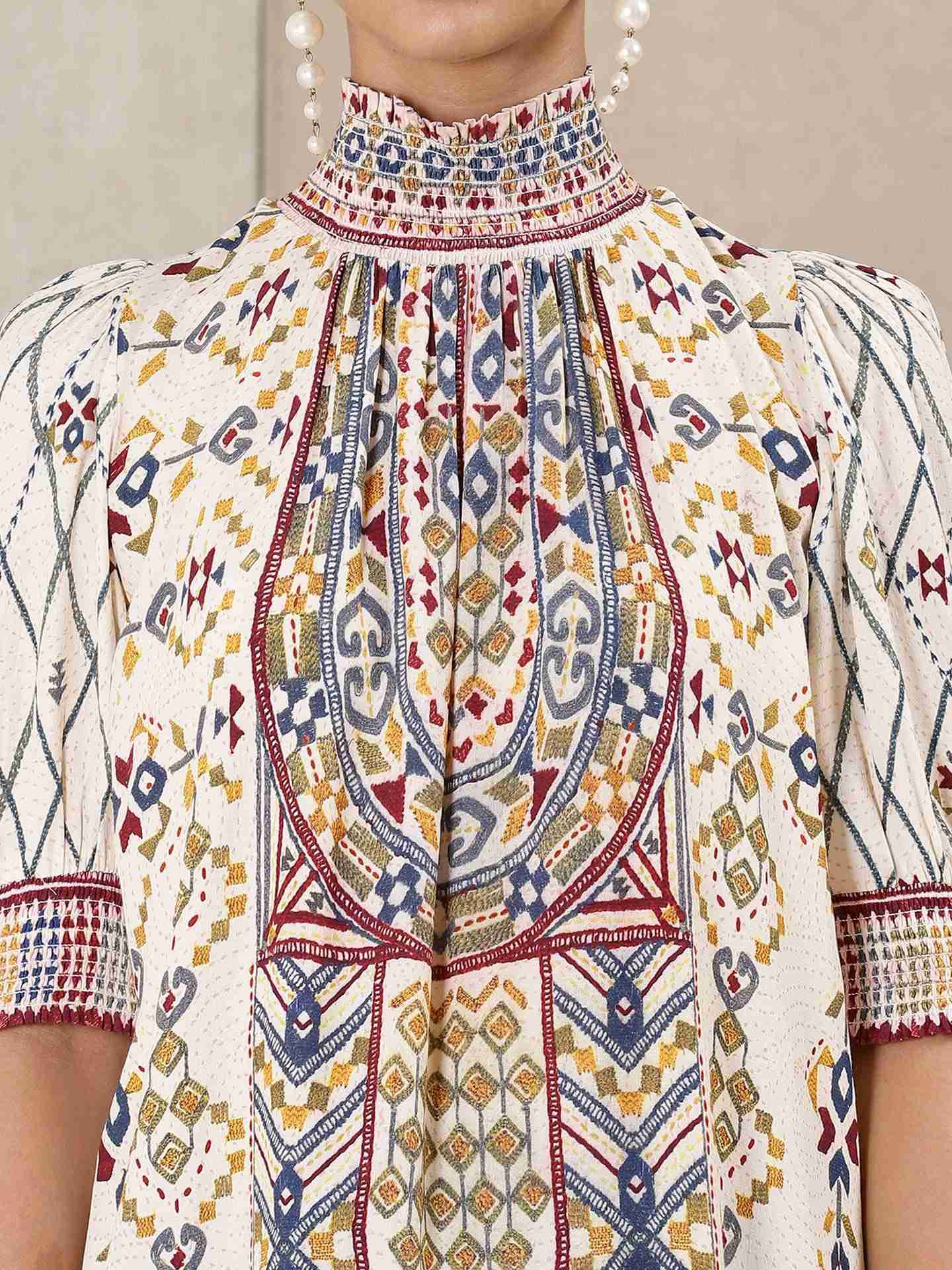 Off White Alvira Layout Crepe Kurti