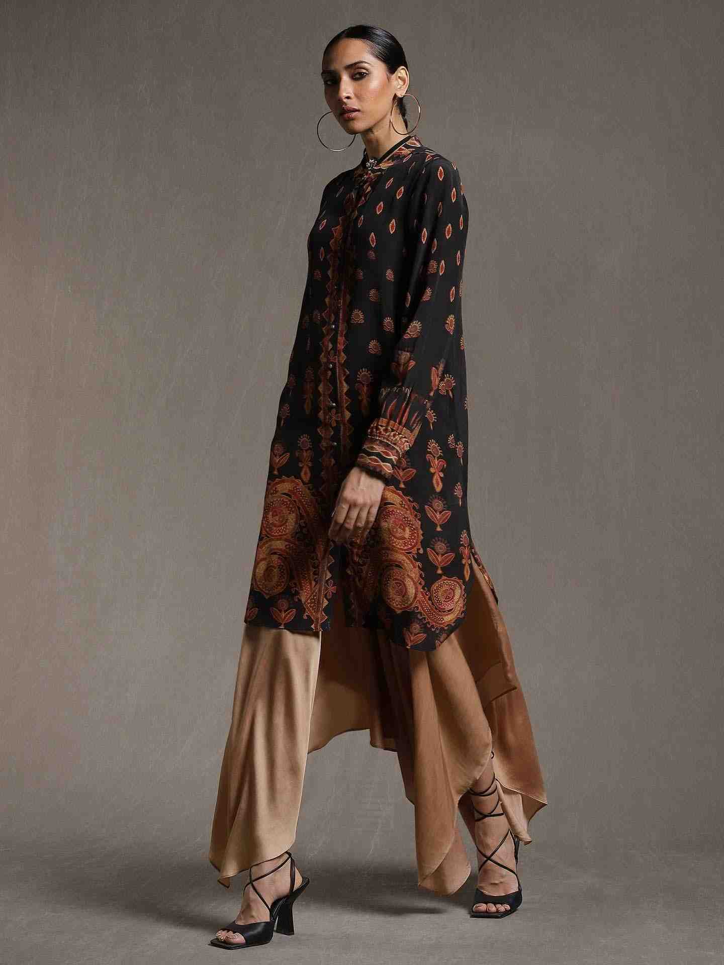 Black Rabari Crepe Kurti