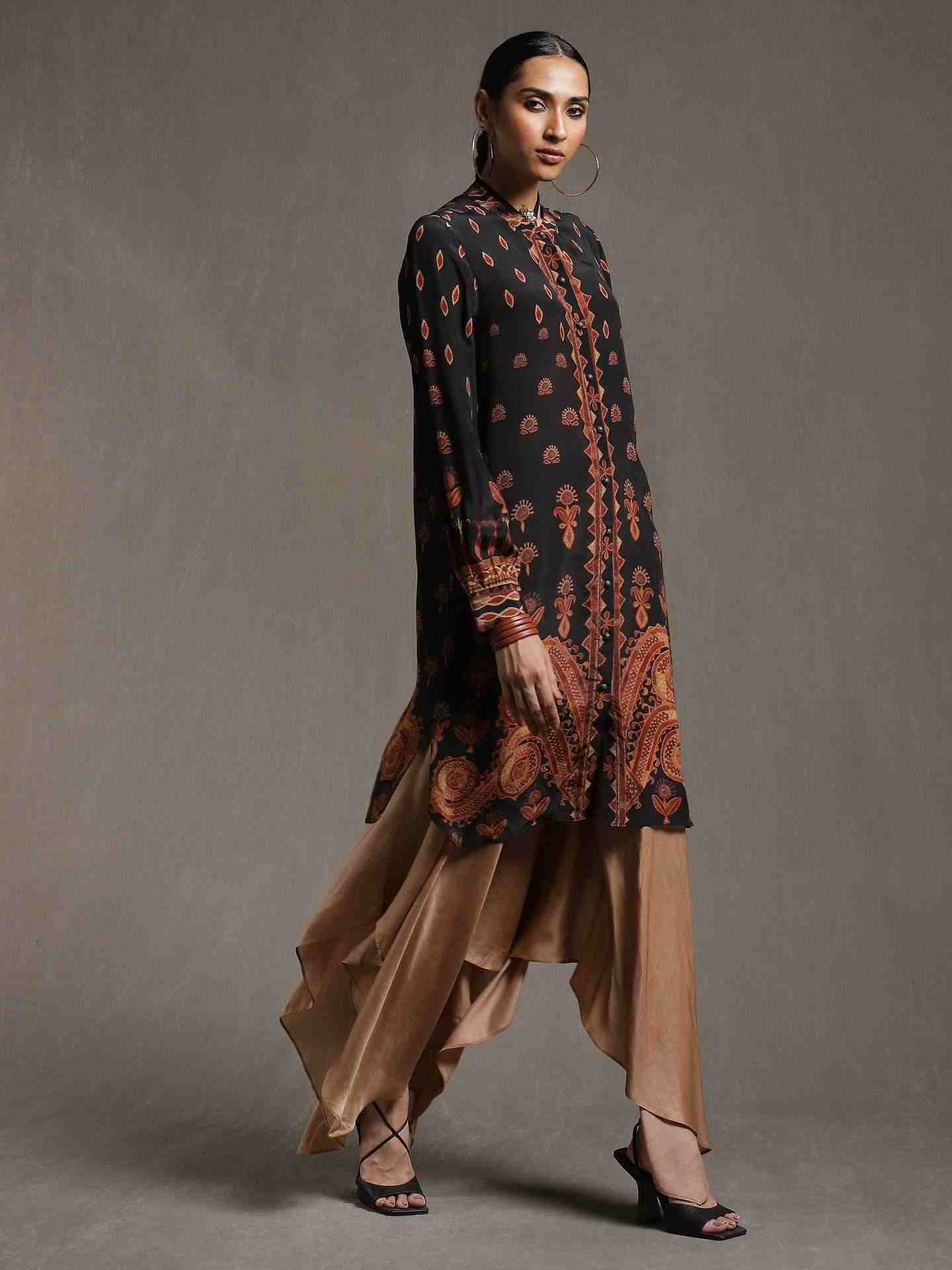 Black Rabari Crepe Kurti