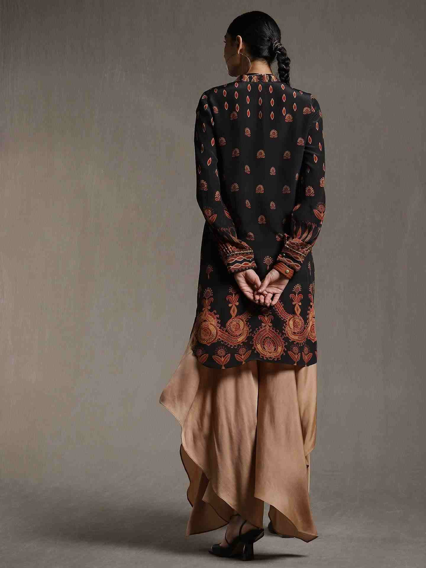 Black Rabari Crepe Kurti